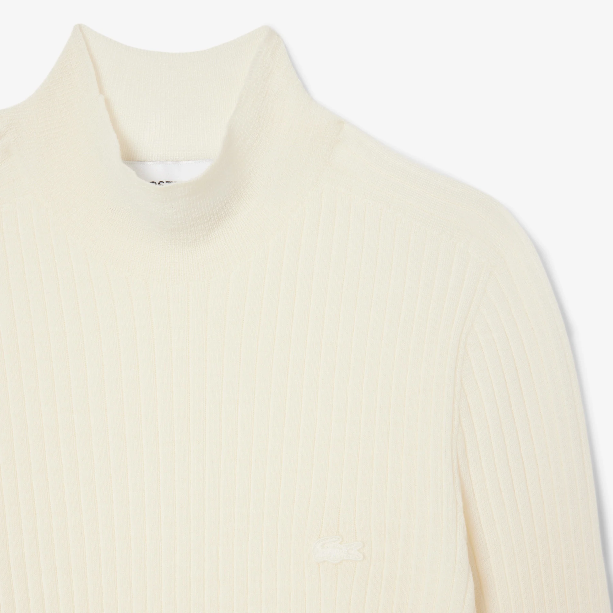 Kadın Slim Fit Dik Yaka Beyaz Kazak