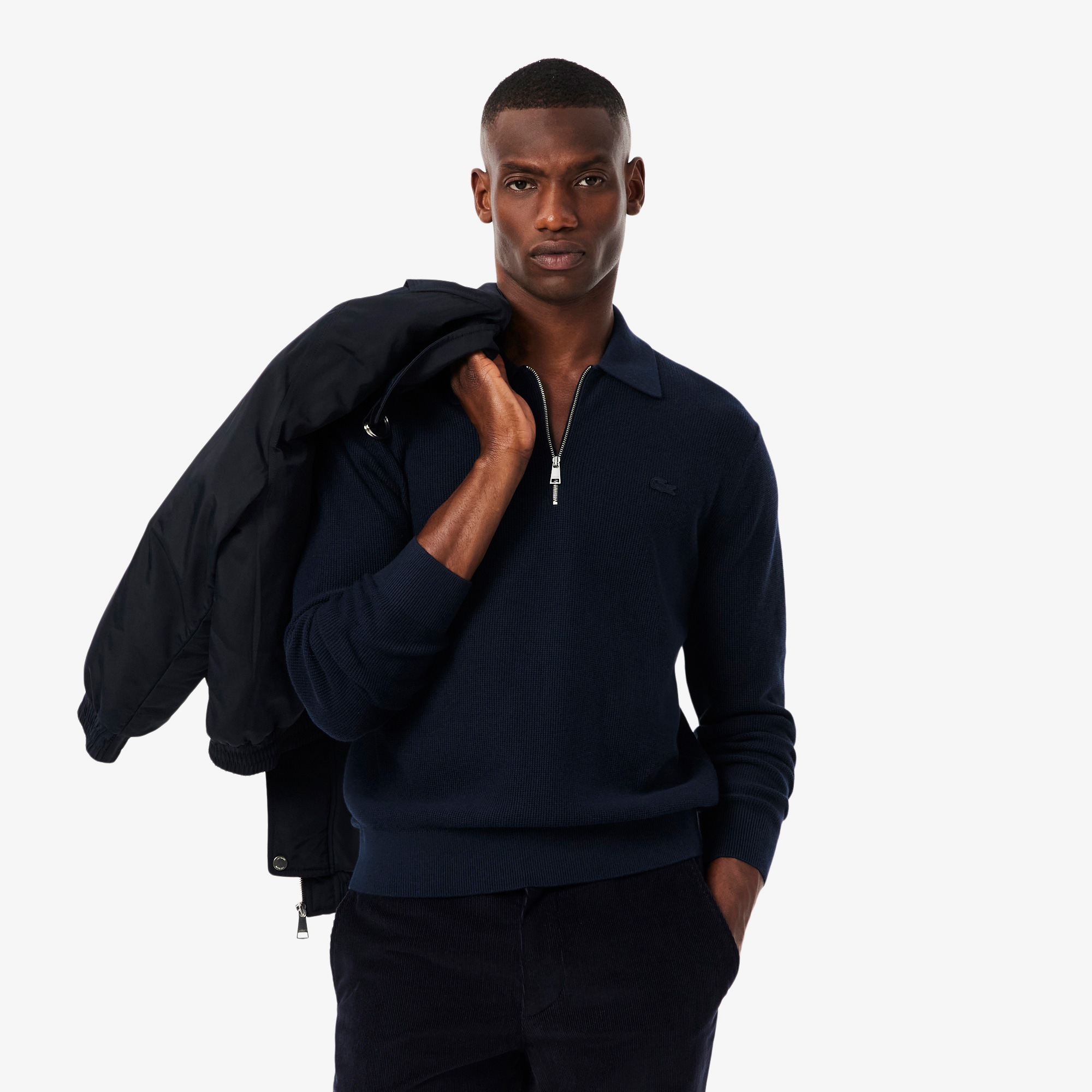 Erkek Classic Fit Yarım Fermuarlı Lacivert Kazak AH5187-166 | Lacoste