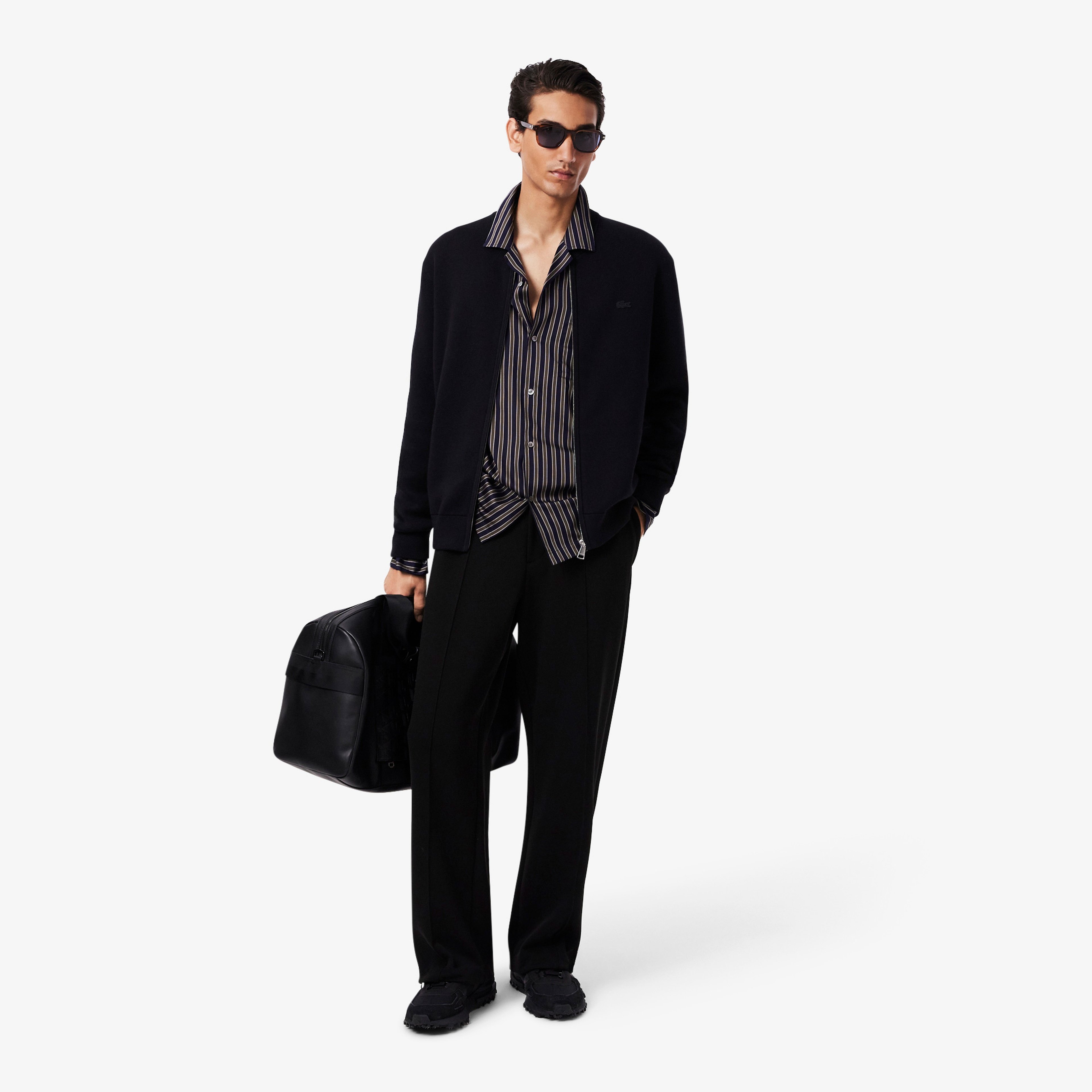 Erkek Classic Fit Fermuarlı Siyah Hırka