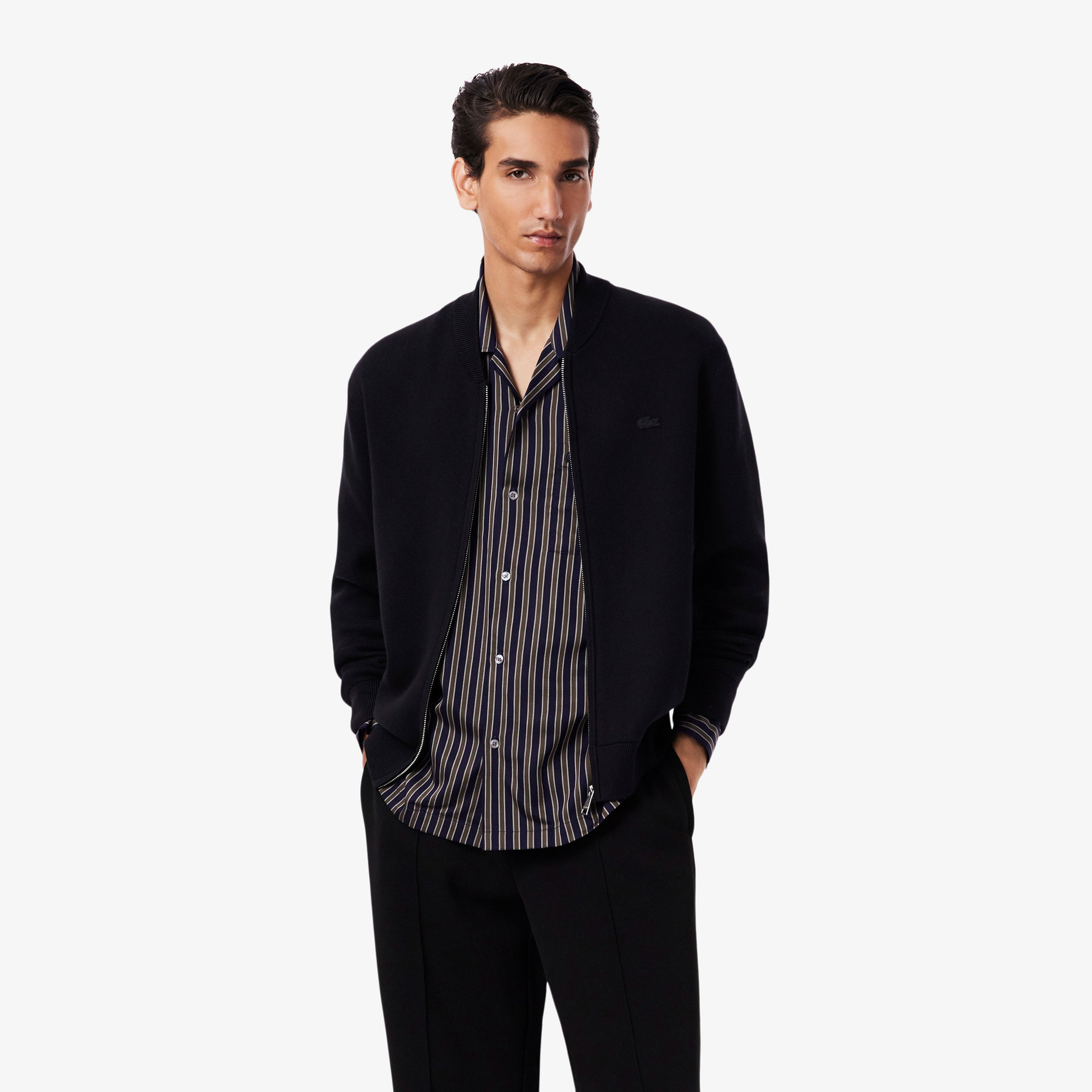 Erkek Classic Fit Fermuarlı Siyah Hırka