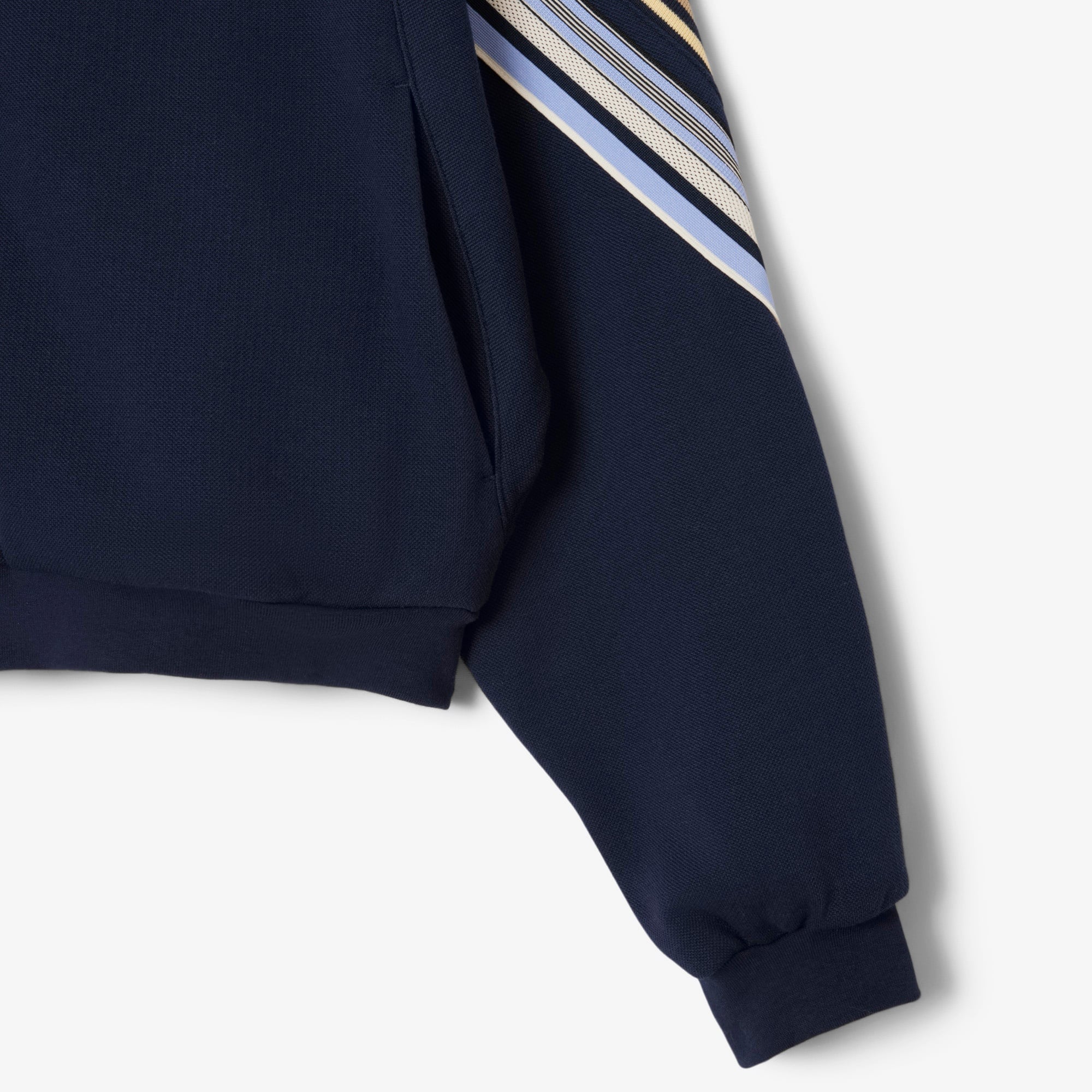 Kadın Relaxed Fit Fermuarlı Çizgili Lacivert Sweatshirt