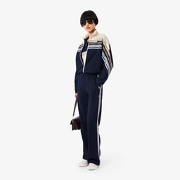 Kadın Relaxed Fit Fermuarlı Çizgili Lacivert Sweatshirt Lacivert