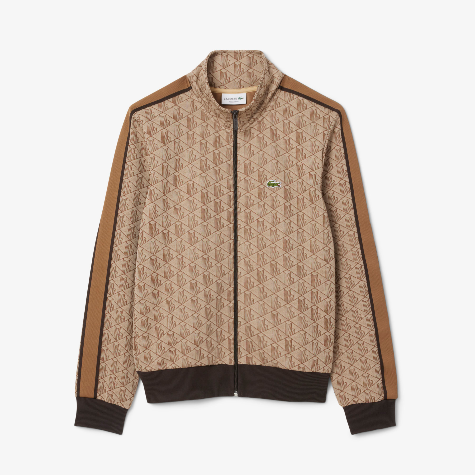 Lacoste Erkek Regular Fit Dik Yaka Monogram Kahverengi Sweatshirt görsel 6