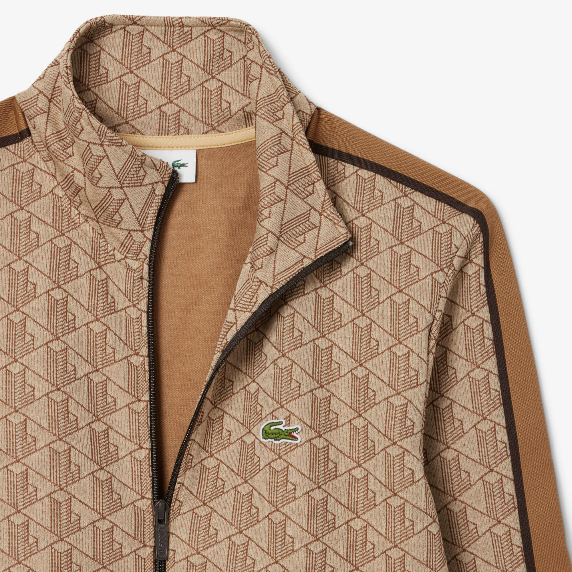 Lacoste Erkek Regular Fit Dik Yaka Monogram Kahverengi Sweatshirt görsel 8