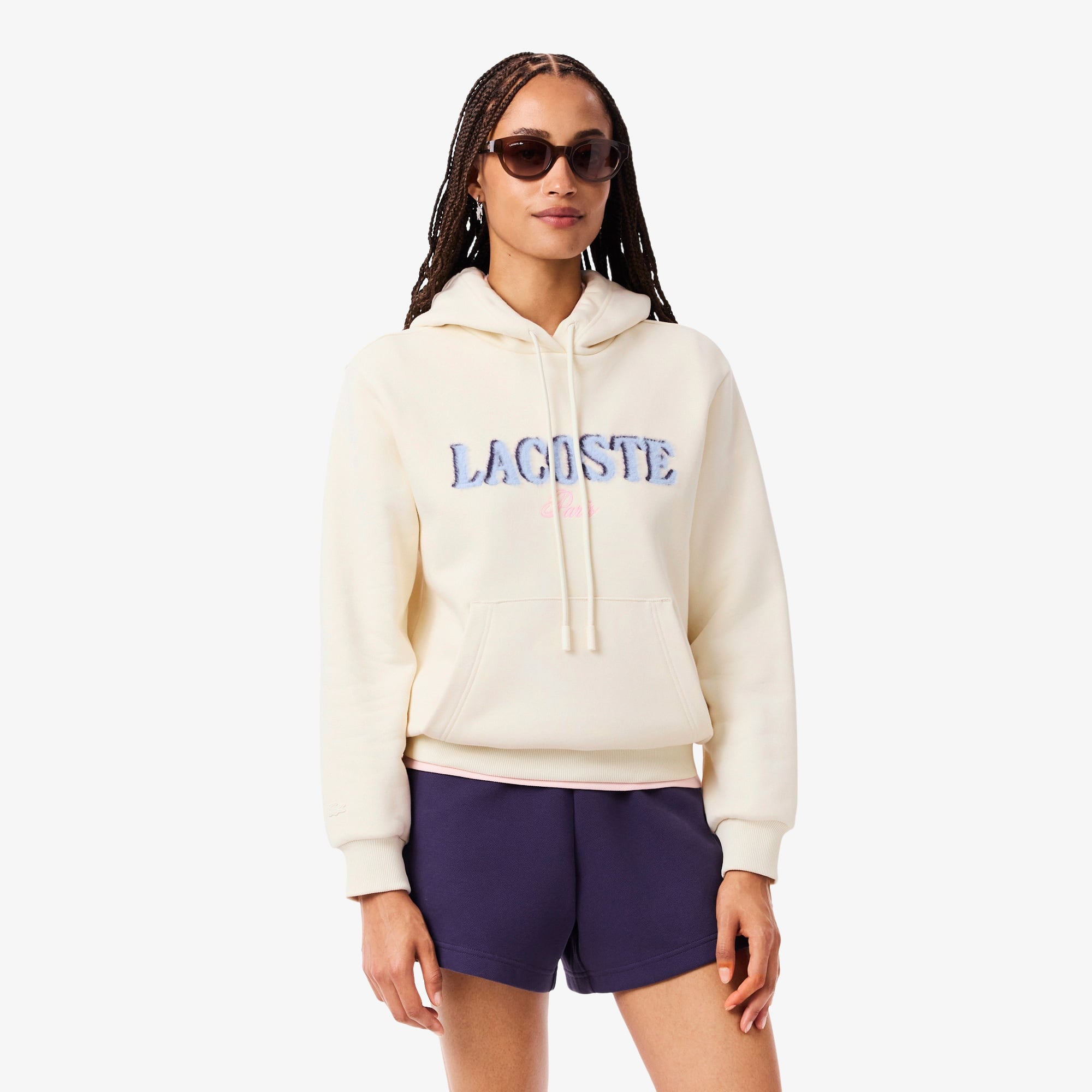 Kadın Relaxed Fit Kapüşonlu Baskılı Krem Sweatshirt