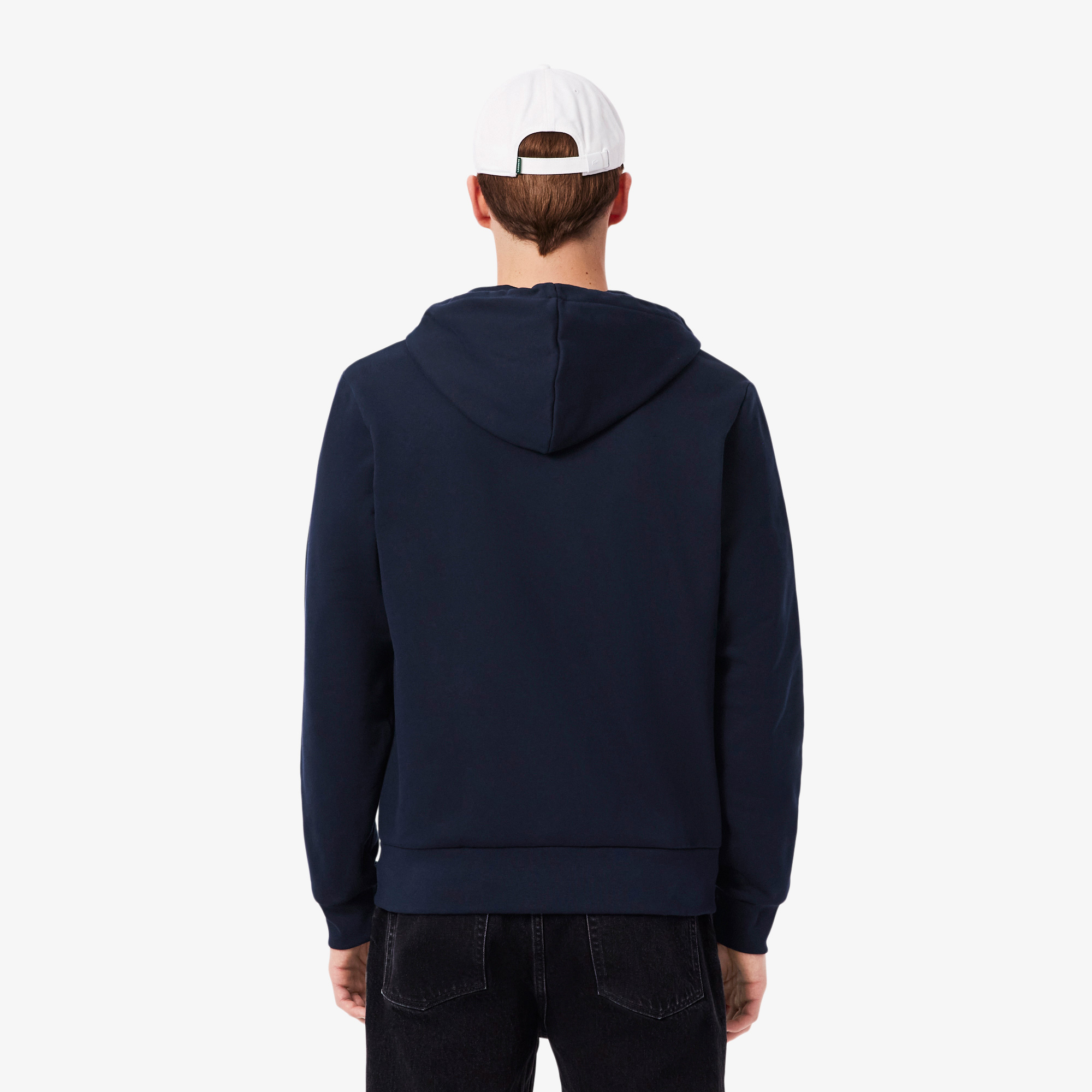 Lacoste Erkek Classic Fit Kapüşonlu Renk Bloklu Lacivert Sweatshirt görsel 3