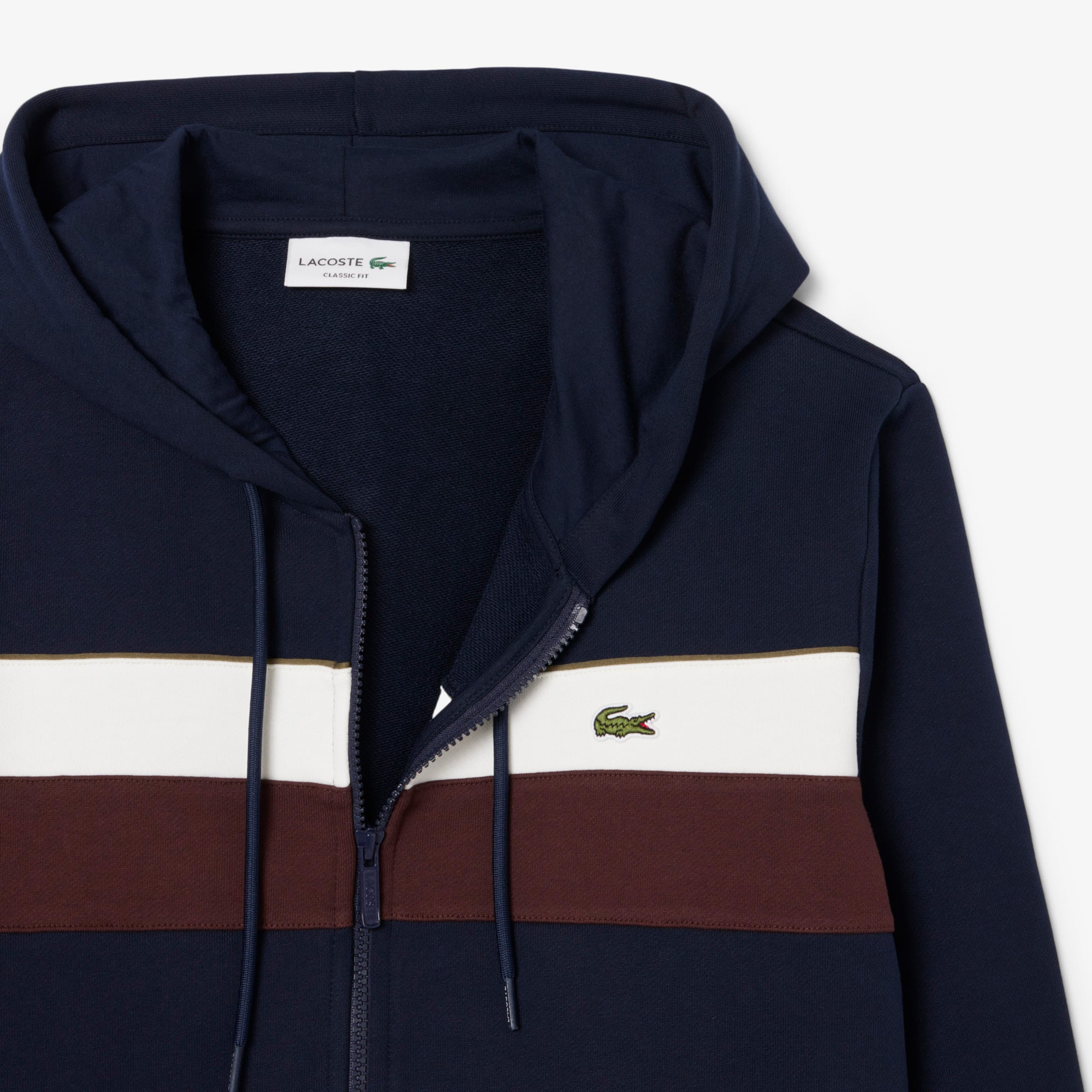 Lacoste Erkek Classic Fit Kapüşonlu Renk Bloklu Lacivert Sweatshirt görsel 4