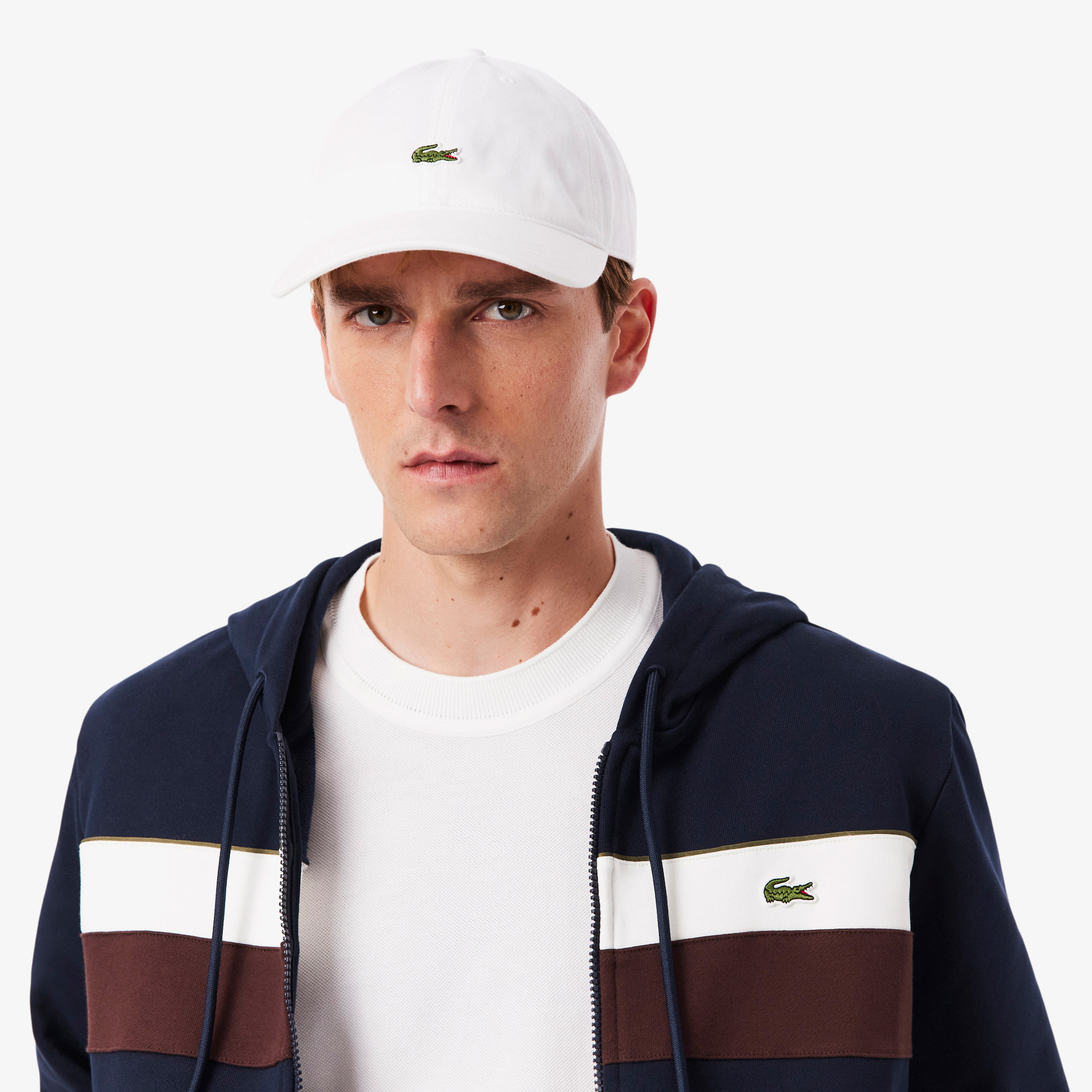 Lacoste Erkek Classic Fit Kapüşonlu Renk Bloklu Lacivert Sweatshirt görsel 2