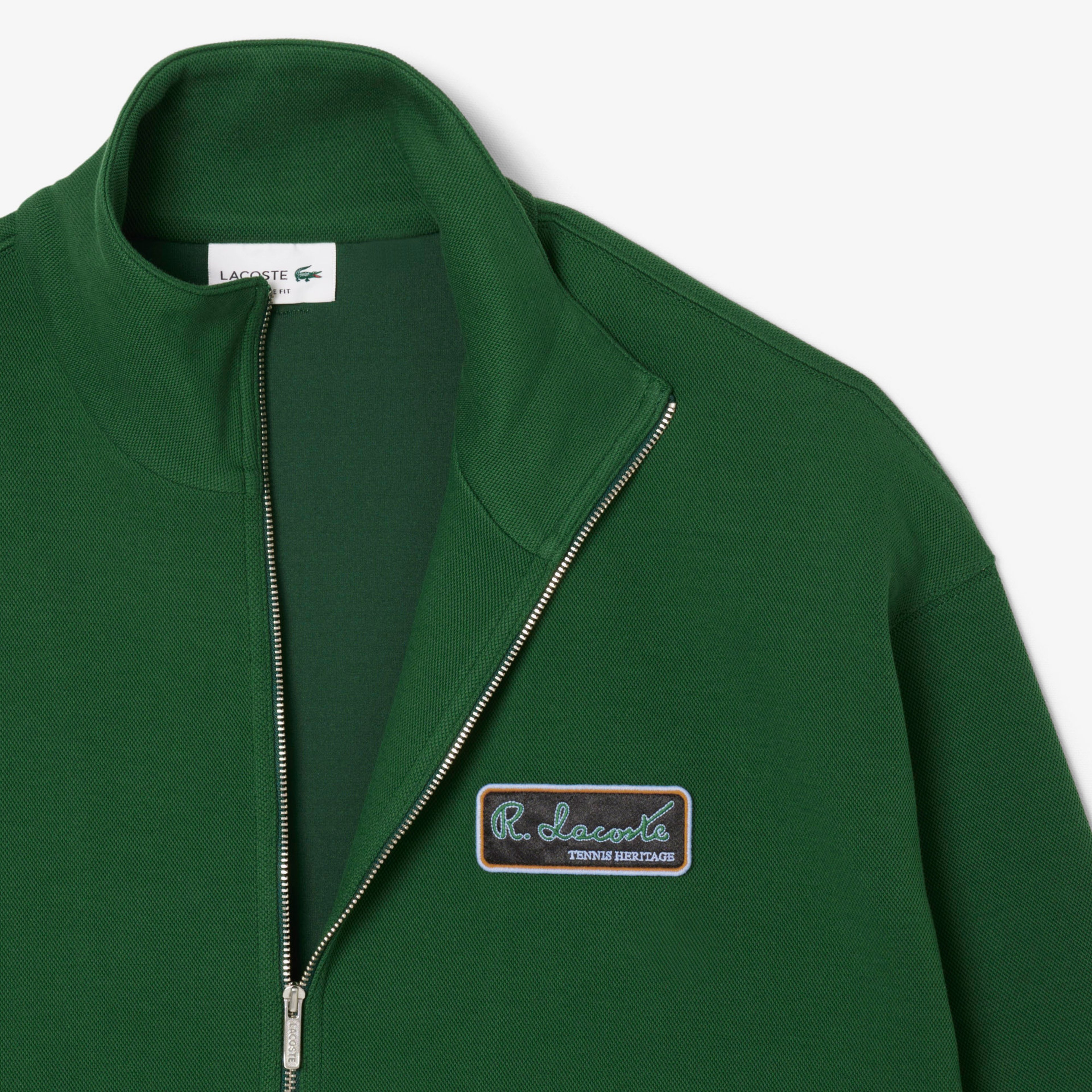 Erkek Loose Fit Fermuarlı Yeşil Sweatshirt