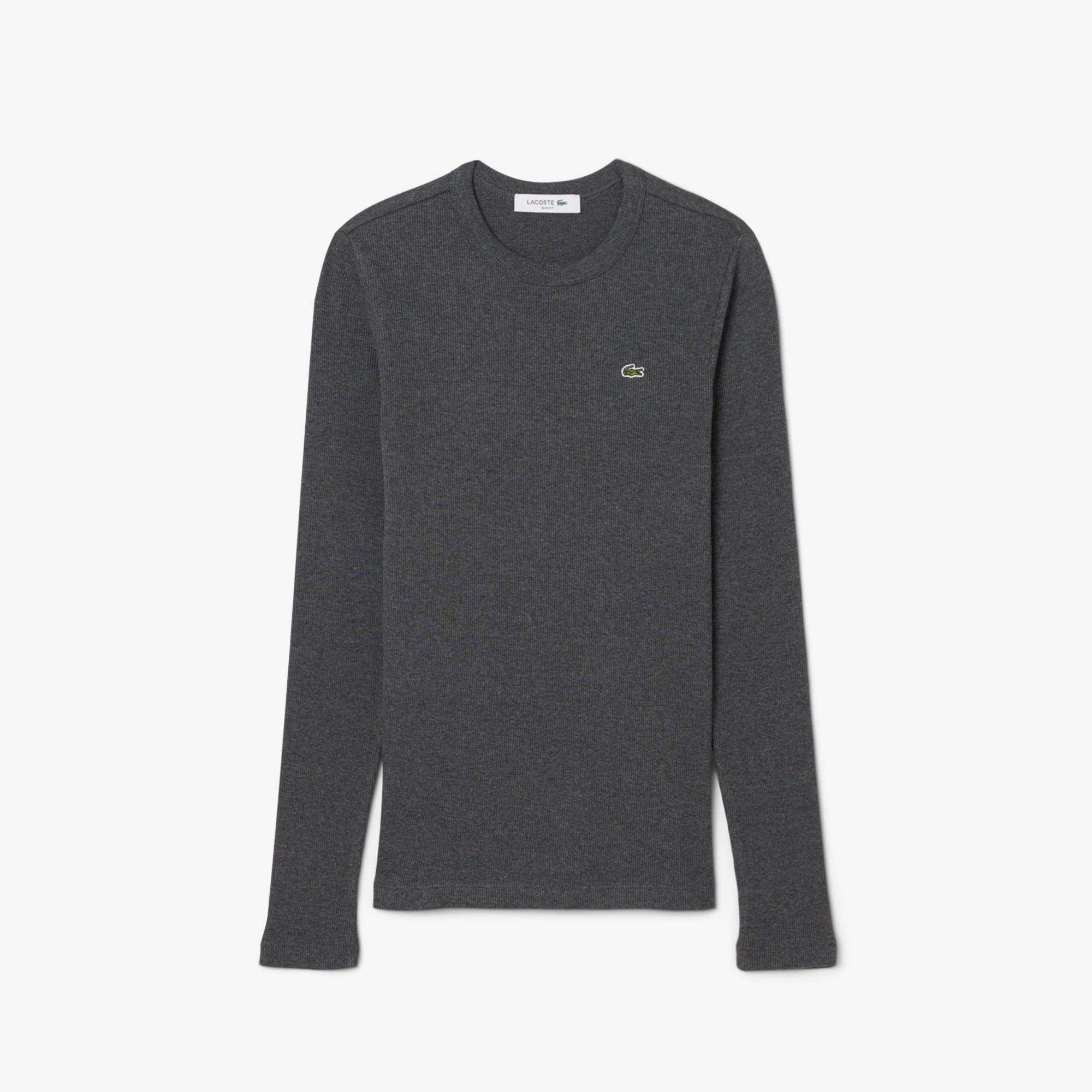 Kadın Slim Fit Uzun Kollu Bisiklet Yaka Gri T-Shirt