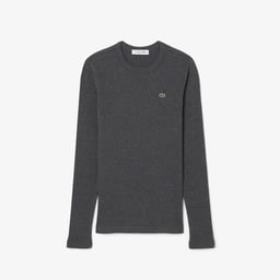 Kadın Slim Fit Uzun Kollu Bisiklet Yaka Gri T-Shirt Gri