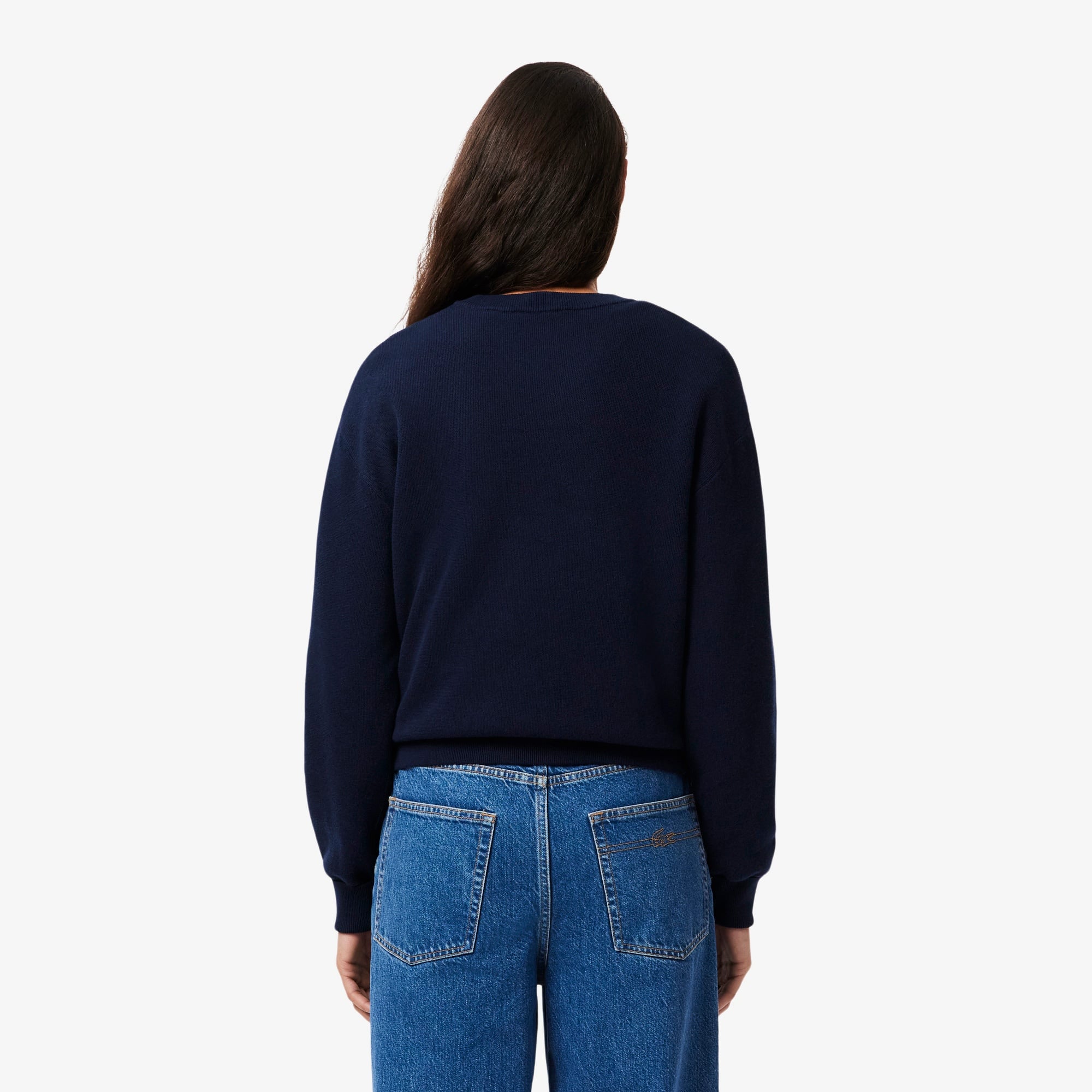 Kadın Relaxed Fit Bisiklet Yaka Lacivert Kazak