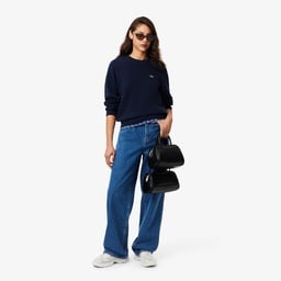 Kadın Relaxed Fit Bisiklet Yaka Lacivert Kazak Lacivert