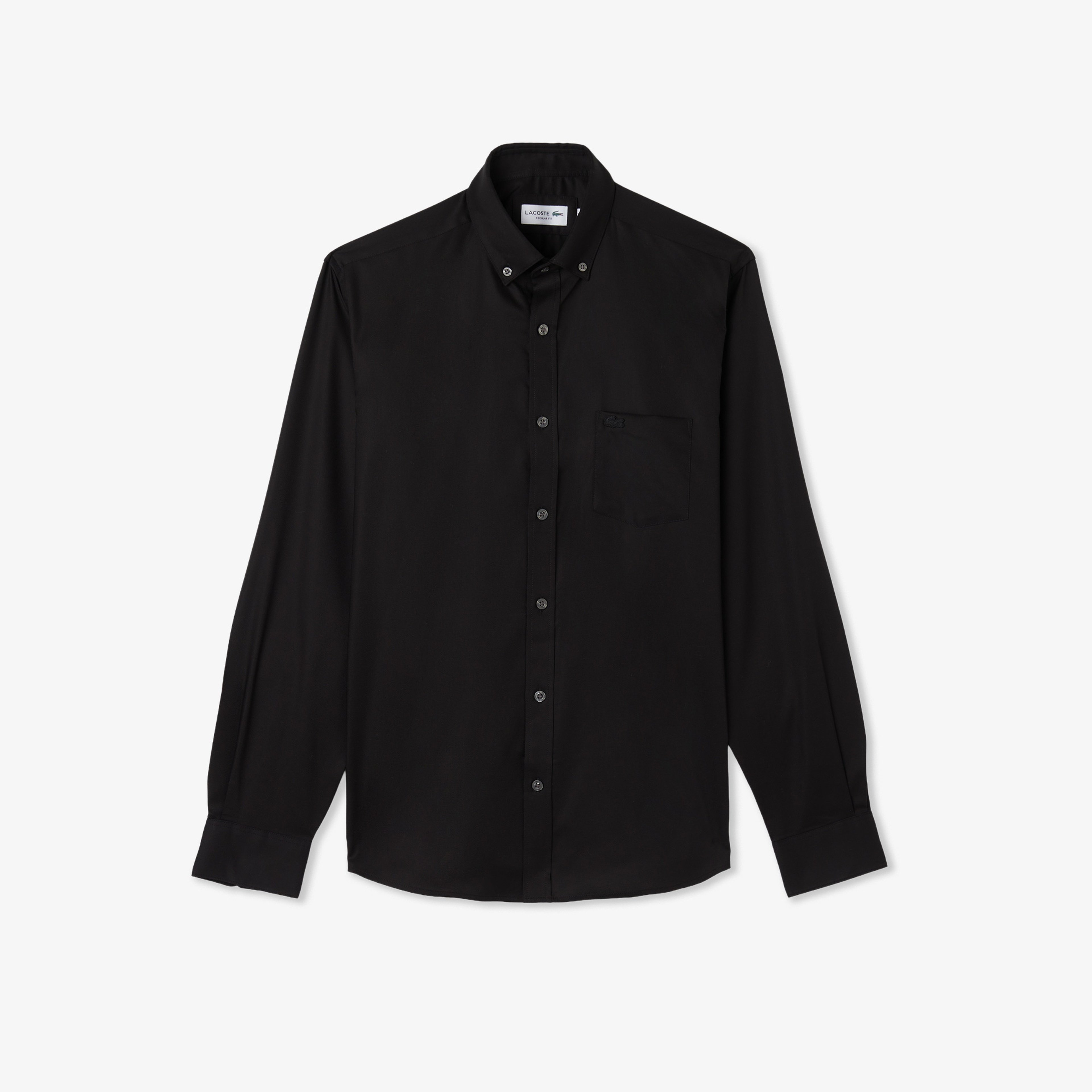 Erkek Regular Fit Düğmeli Yaka Siyah Gömlek