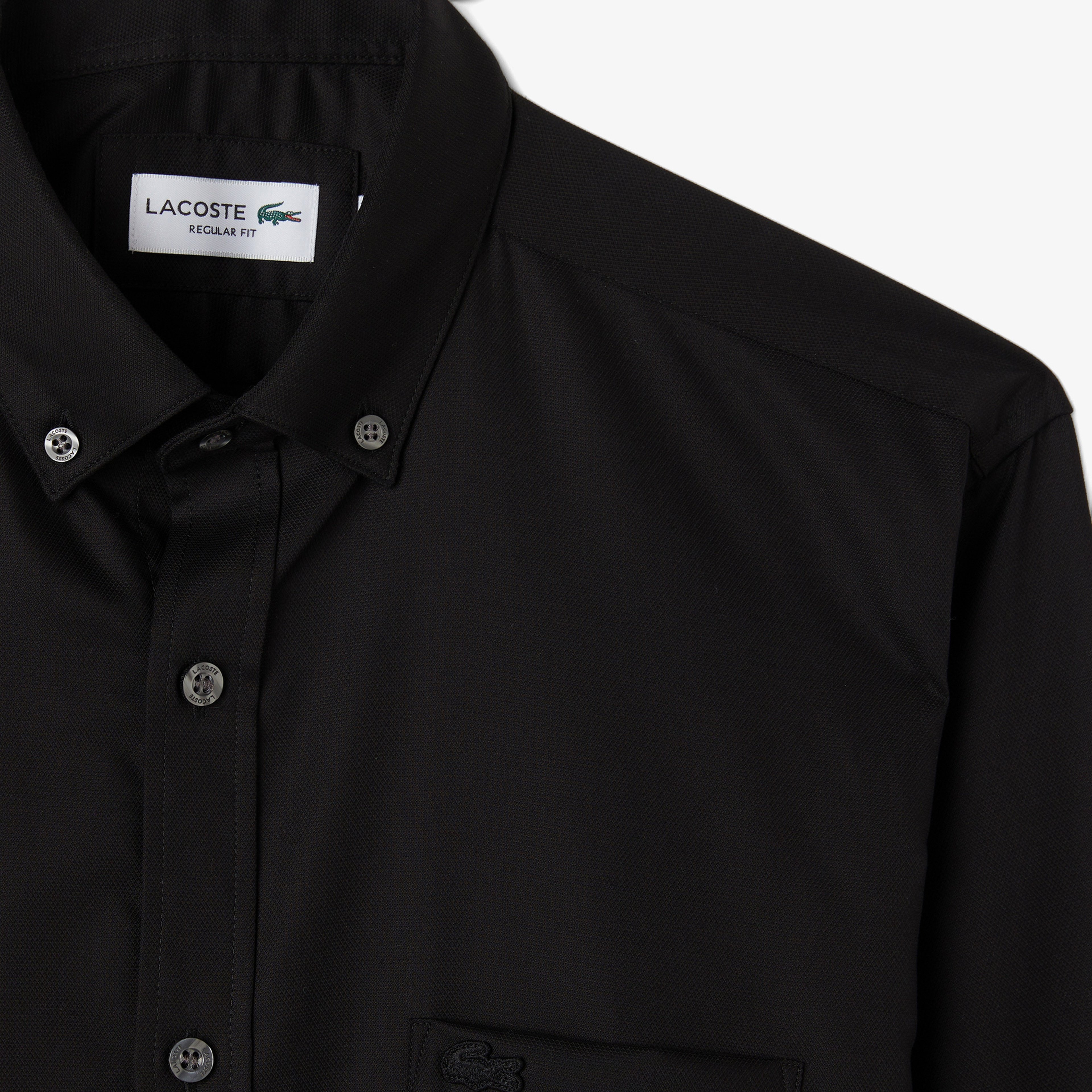 Erkek Regular Fit Düğmeli Yaka Siyah Gömlek