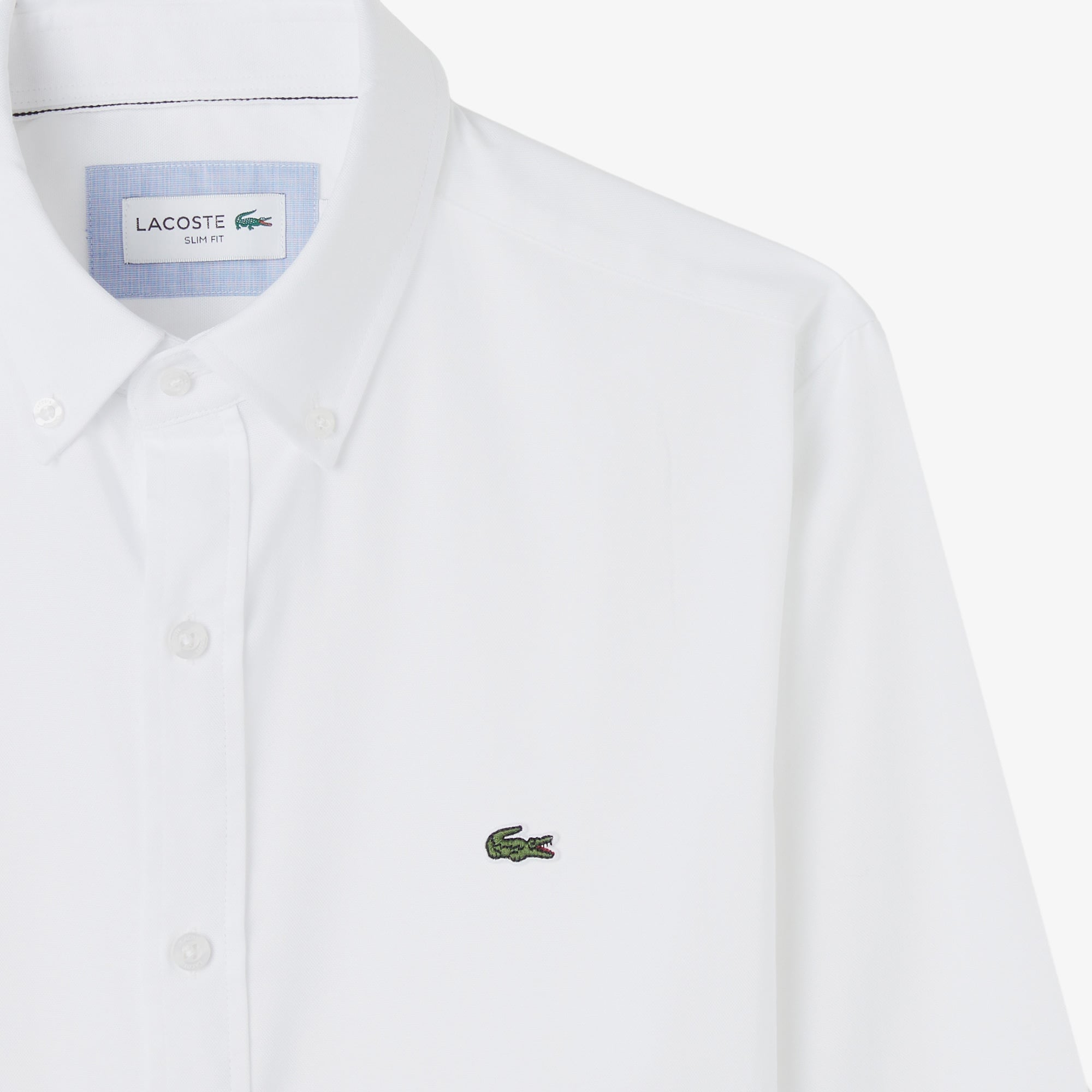 Erkek Slim Fit Düğmeli Yaka Beyaz Gömlek