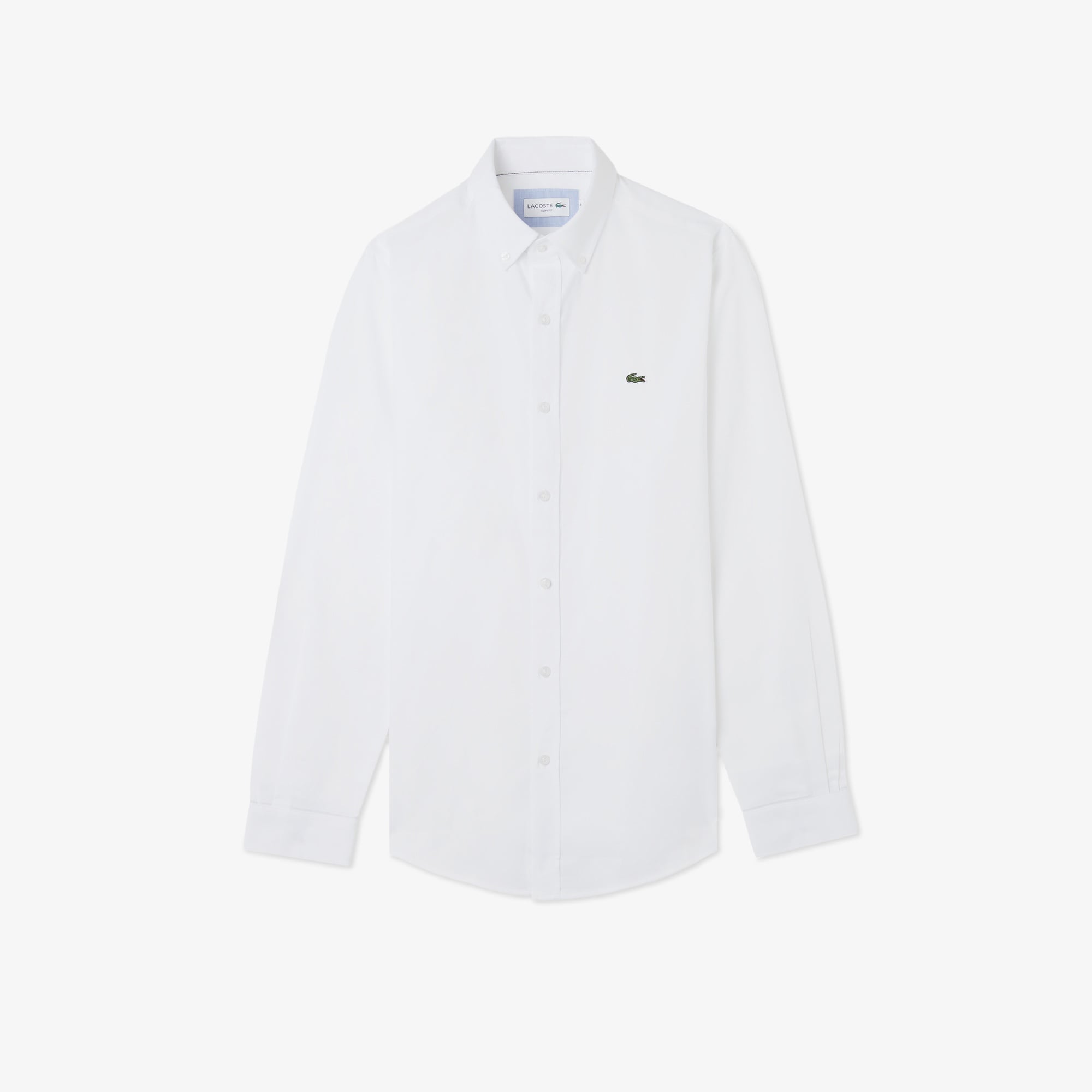 Erkek Slim Fit Düğmeli Yaka Beyaz Gömlek