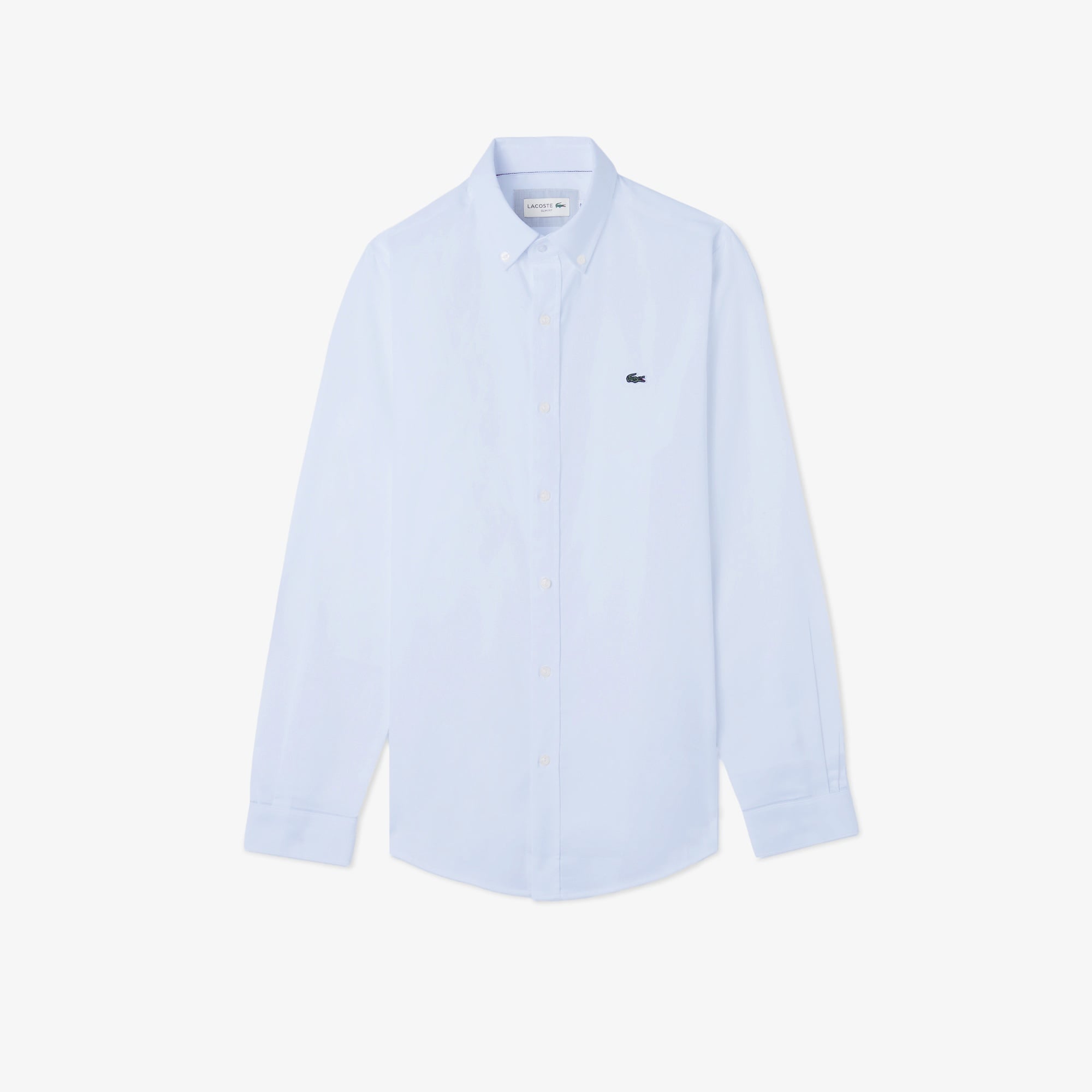 Erkek Slim Fit Düğmeli Yaka Açık Mavi Gömlek