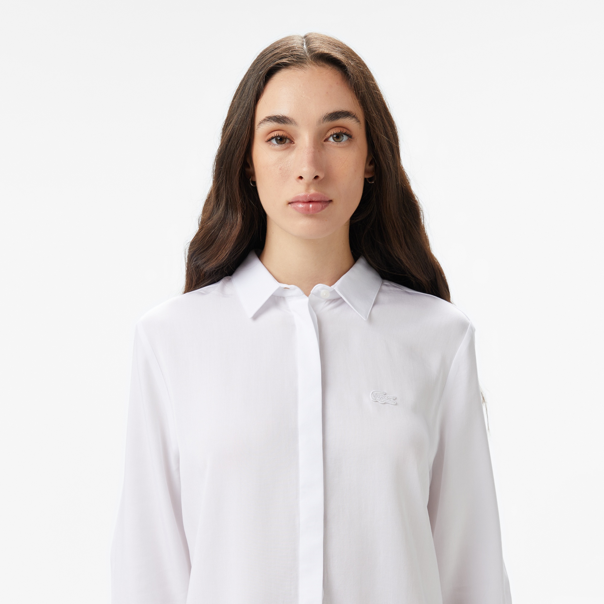 Lacoste Kadın Regular Fit Yarım Kol Beyaz Gömlek