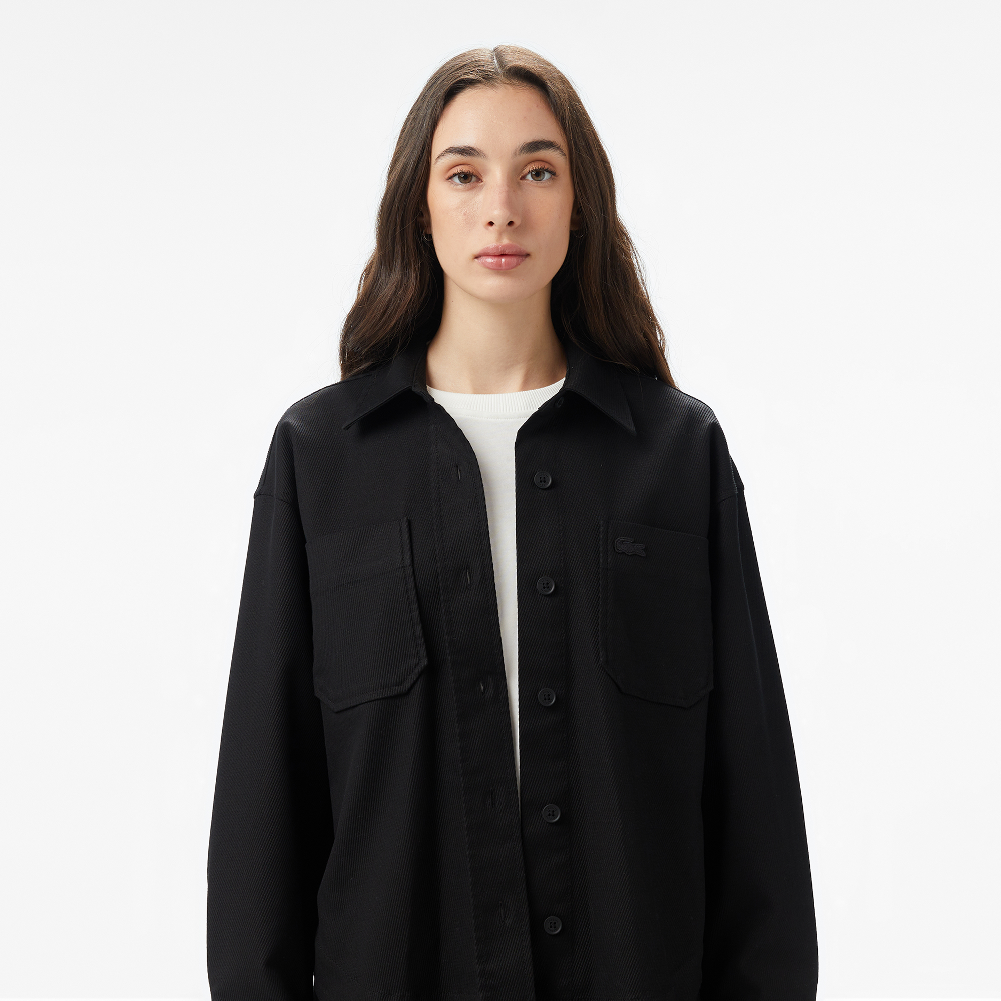 Kadın Relaxed Fit Siyah Dış Gömlek CF2605-031 | Lacoste