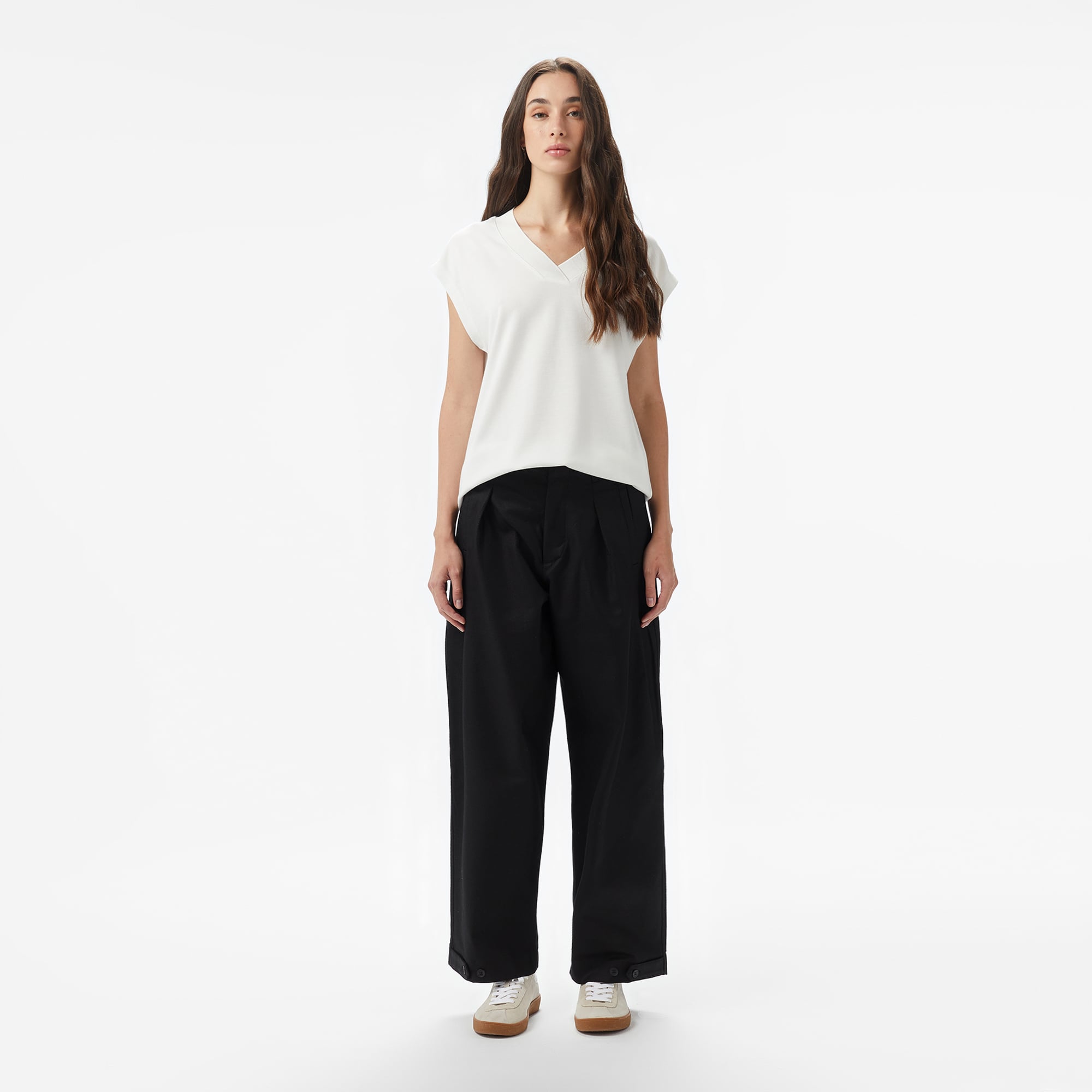 Lacoste Kadın Relaxed Fit Siyah Chino Pantolon