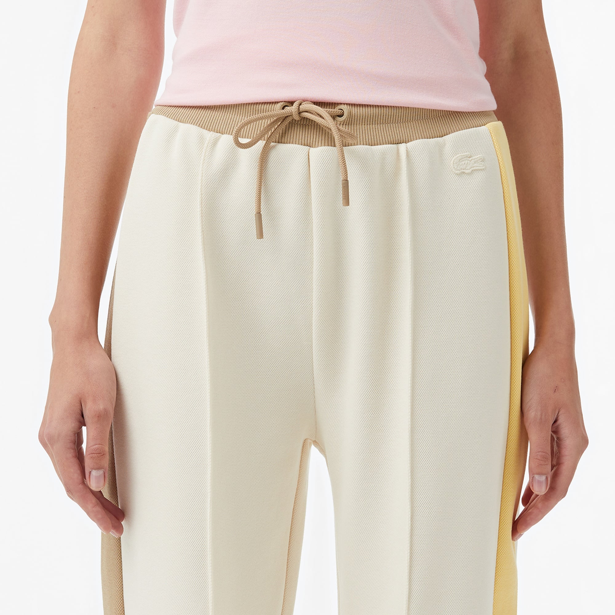 Kadın Straight Fit Renk Bloklu Krem Eşofman Altı