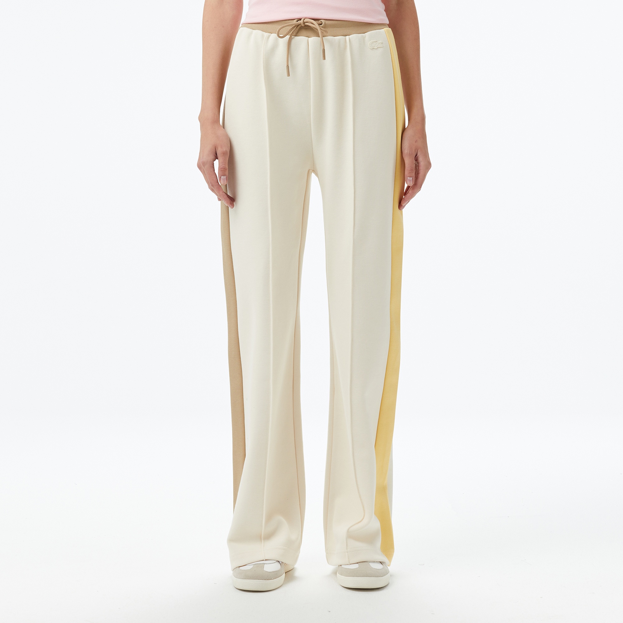 Kadın Straight Fit Renk Bloklu Krem Eşofman Altı