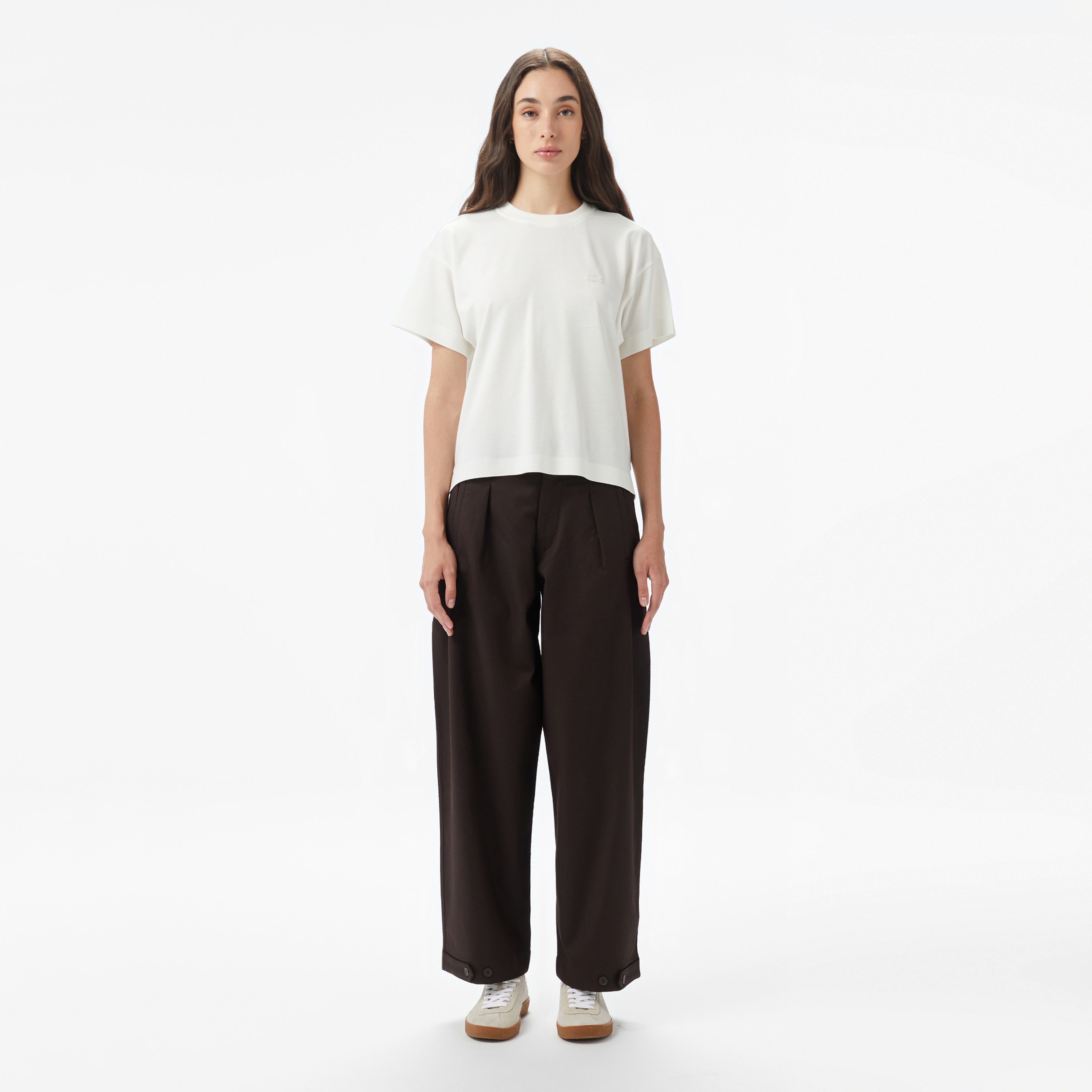 Kadın Loose Fit Bisiklet Yaka Beyaz T-Shirt