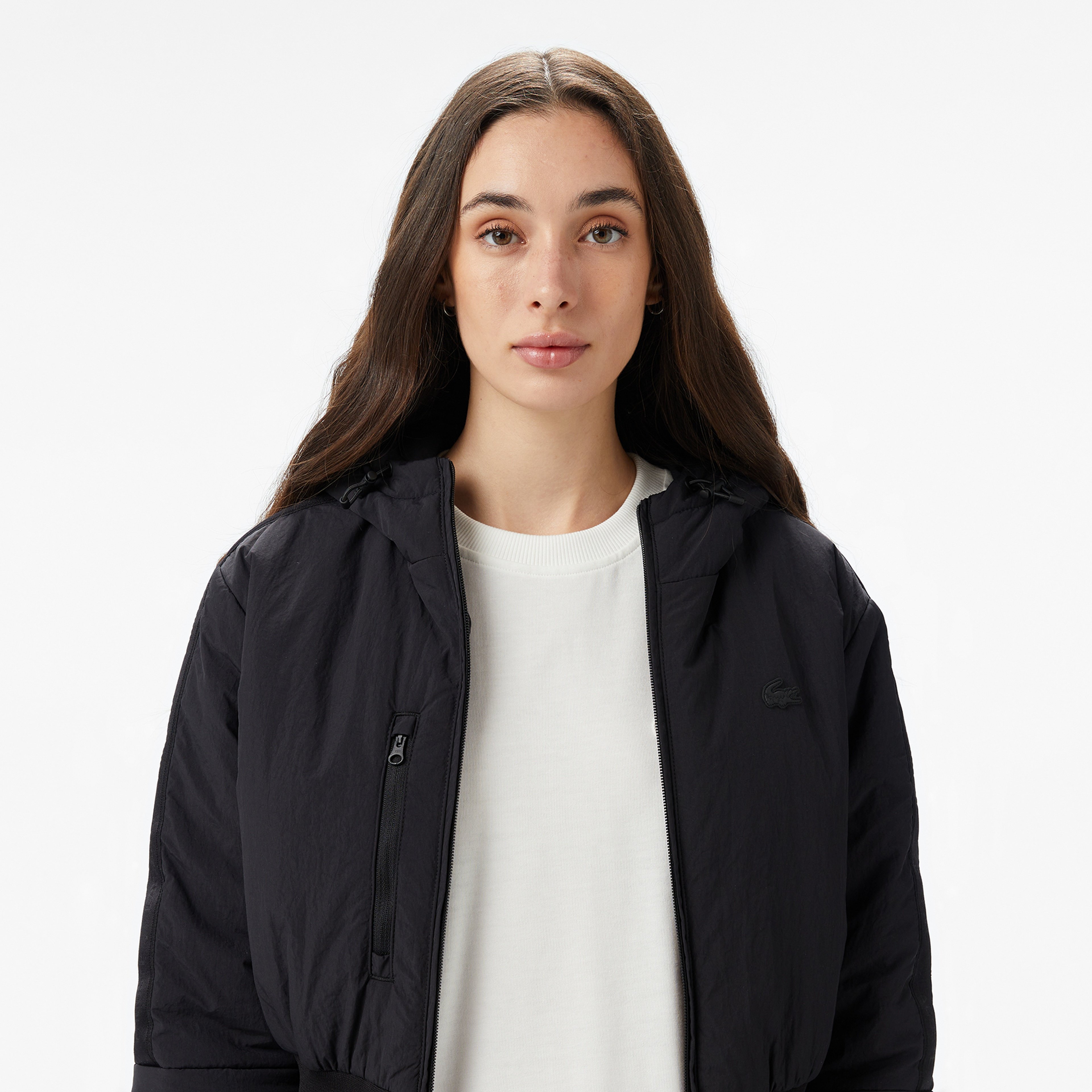 Kadın Kapüşonlu Siyah Ceket