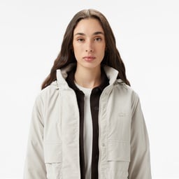 Kadın Kapüşonlu Beyaz Mont Beyaz