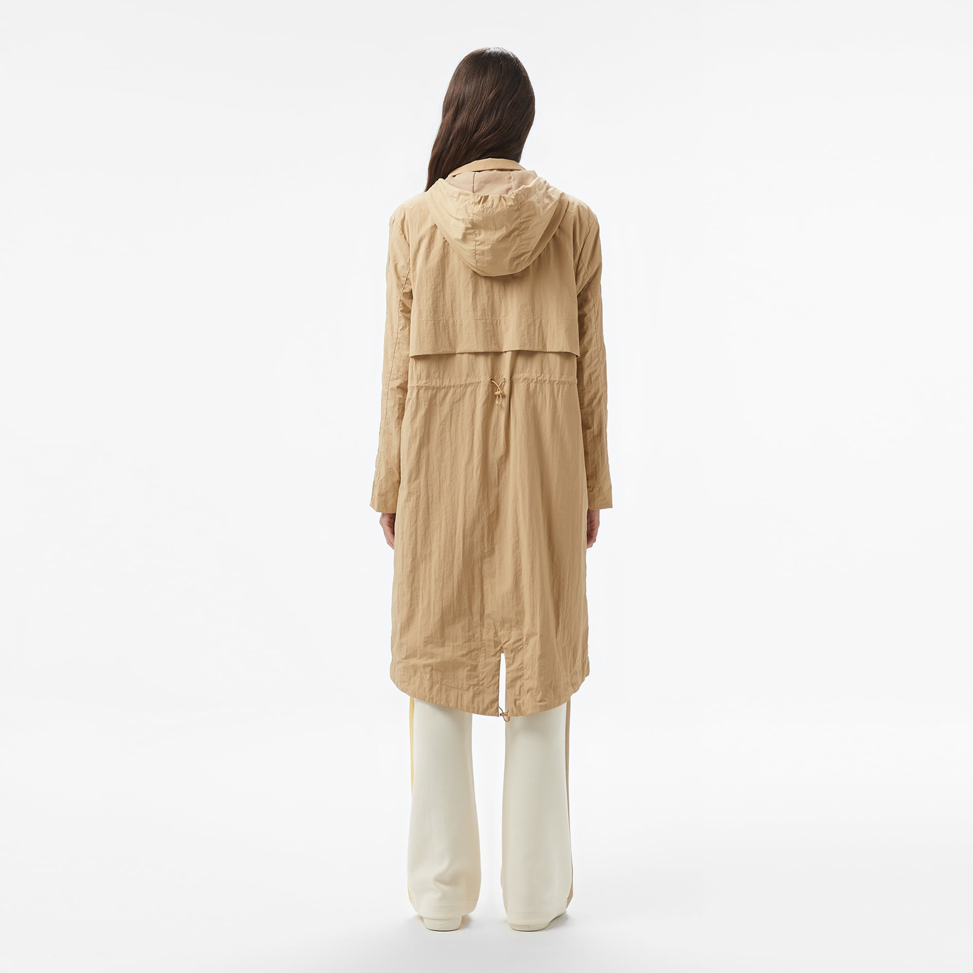 Kadın Kapüşonlu Bej Mont