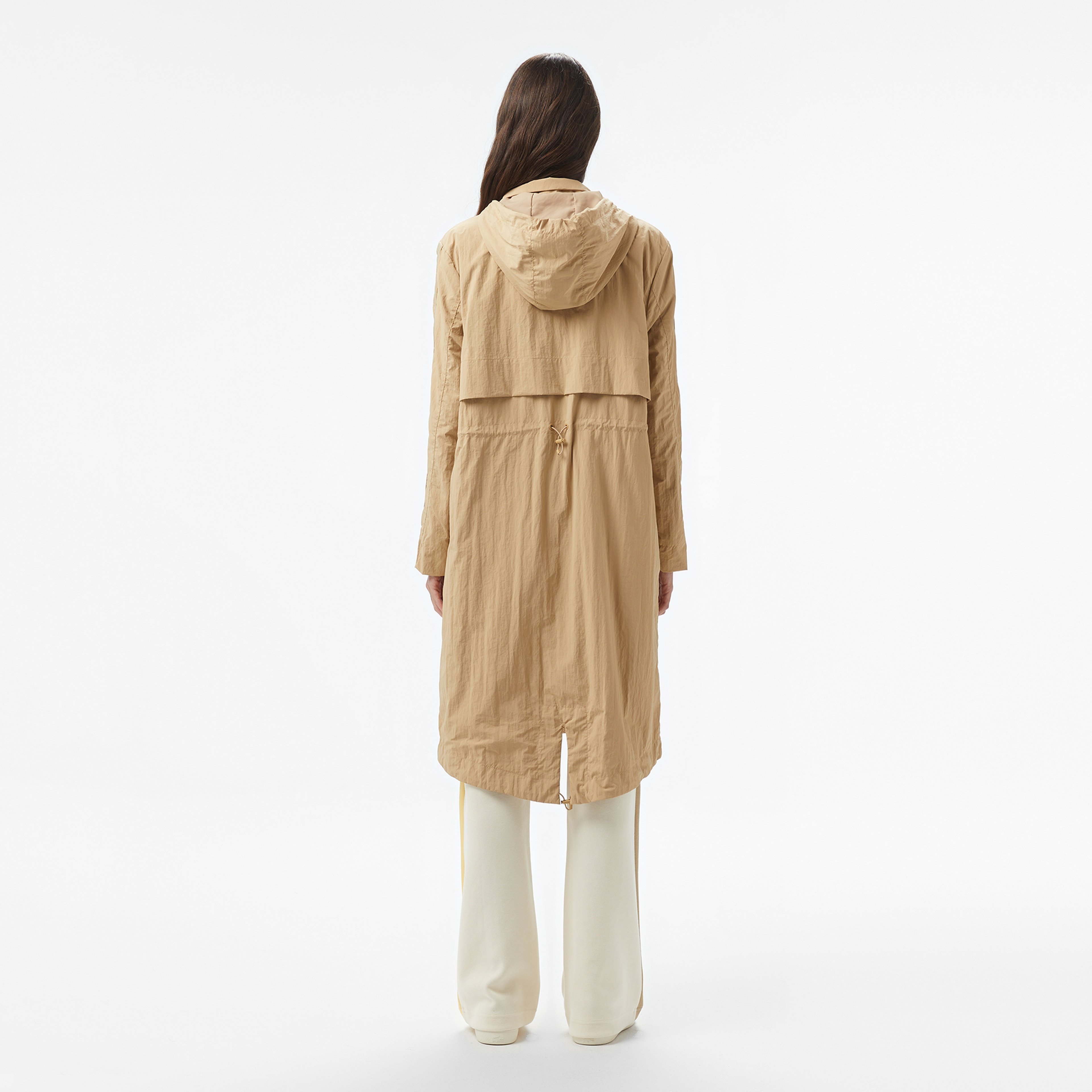 Kadın Kapüşonlu Bej Mont