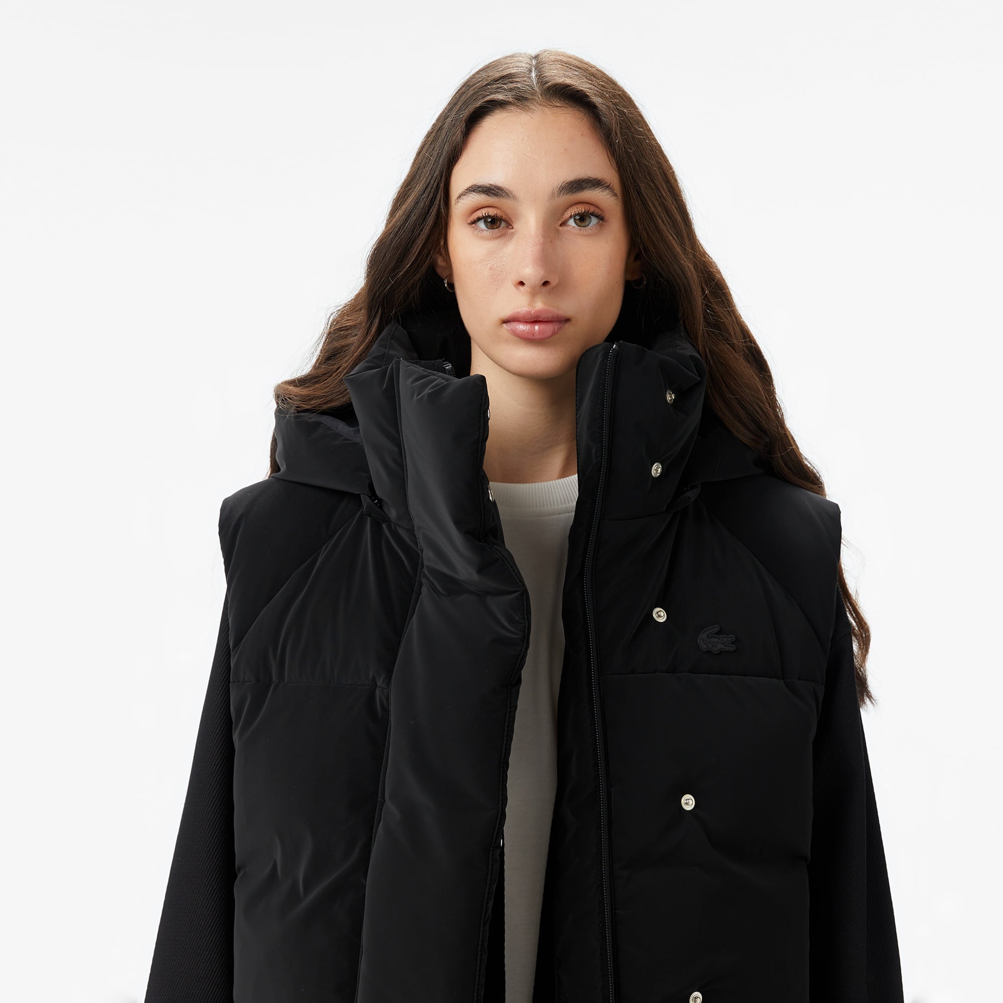 Kadın Kapüşonlu Siyah Yelek