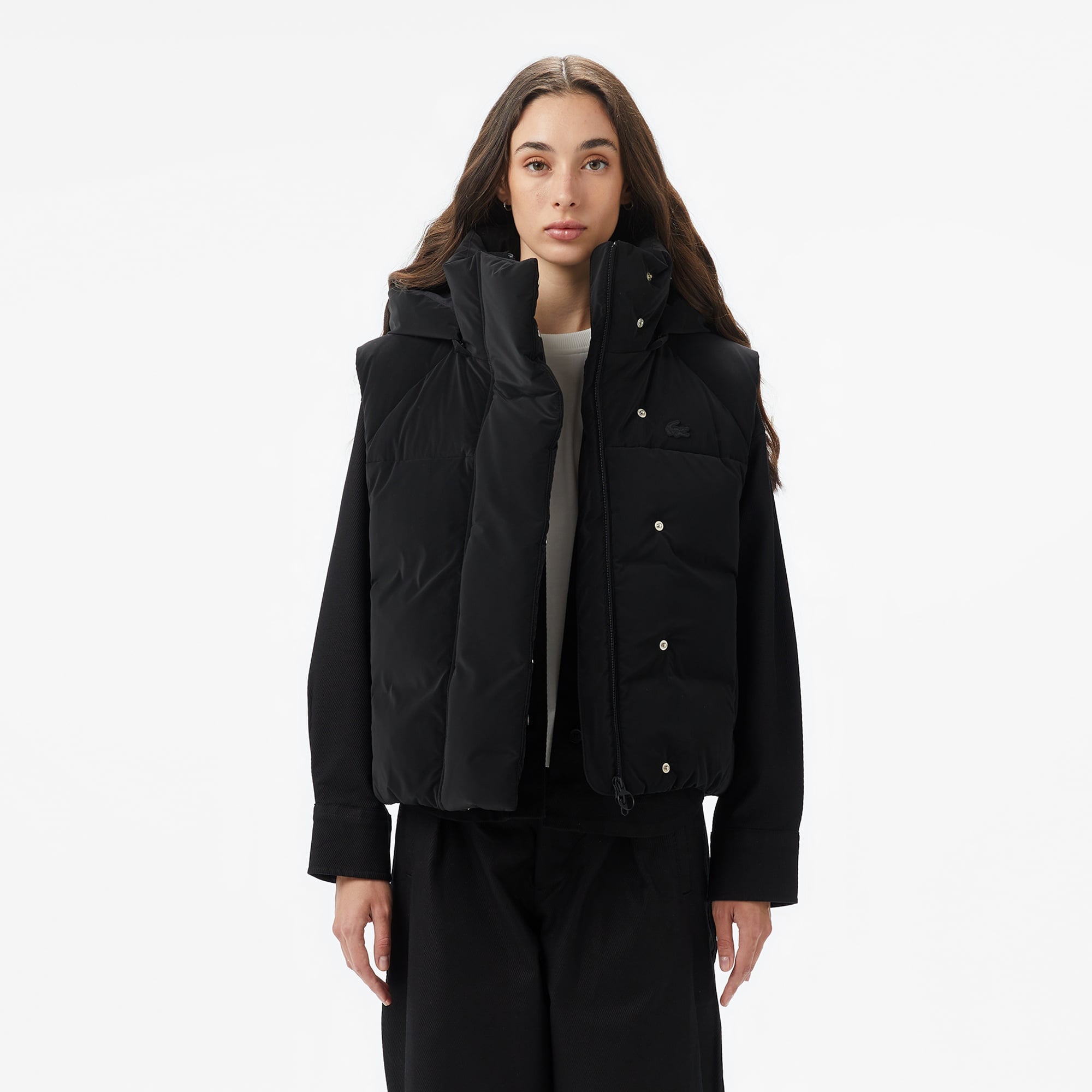 Kadın Kapüşonlu Siyah Yelek