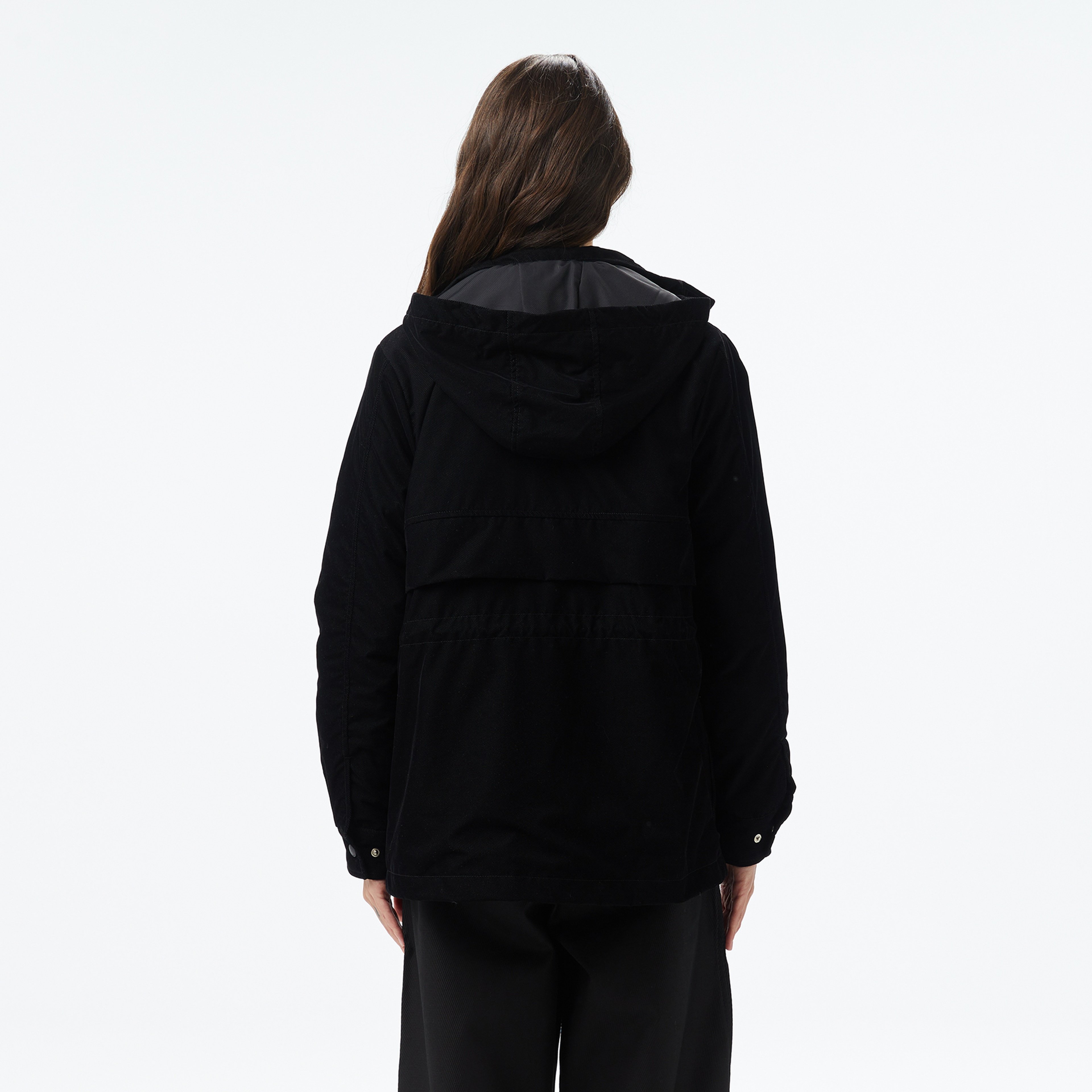 Kadın Kapüşonlu Siyah Mont