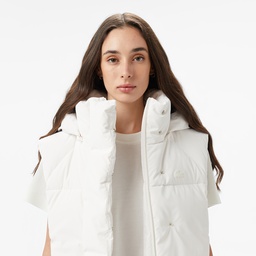 Kadın Kapüşonlu Beyaz Yelek Beyaz