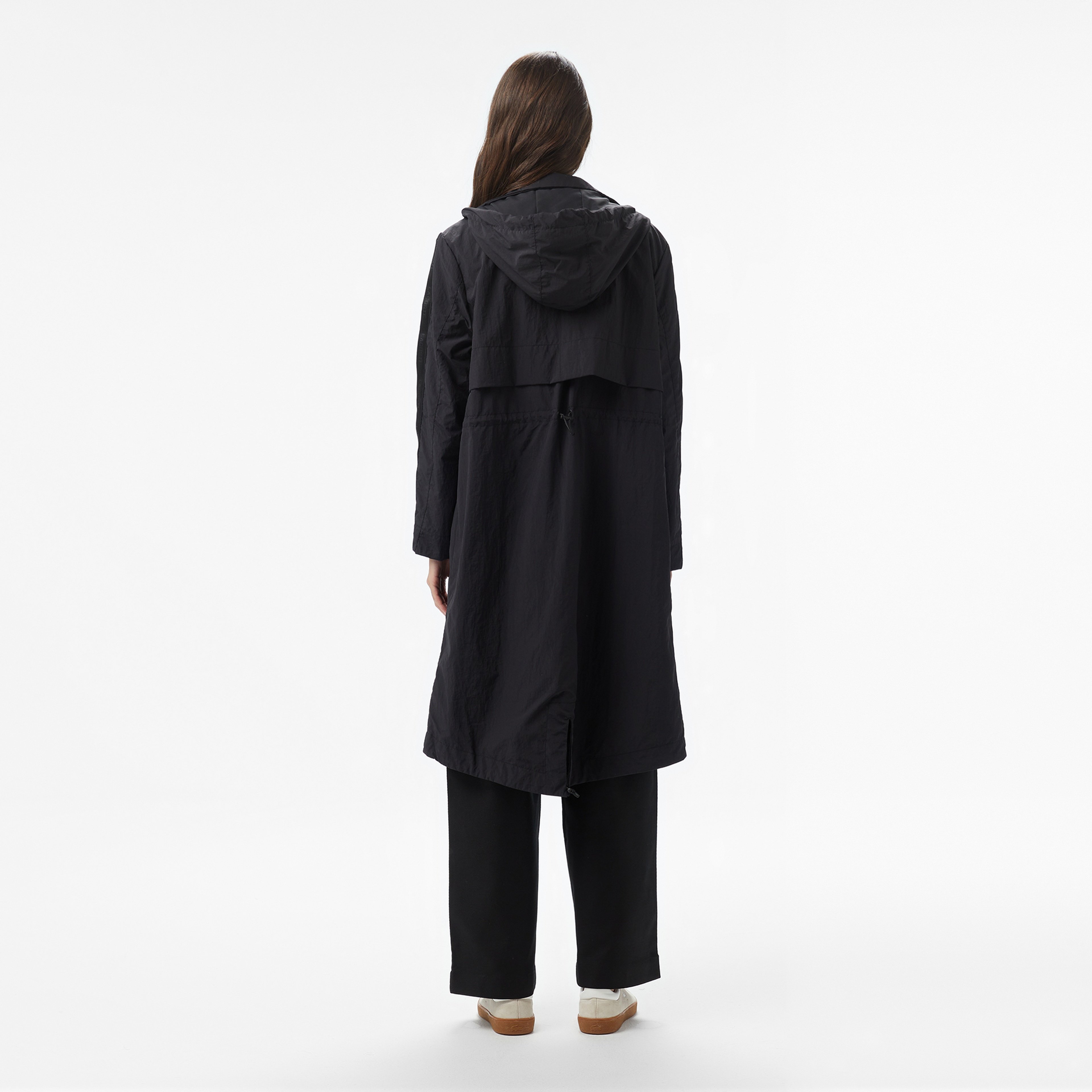 Kadın Kapüşonlu Siyah Mont