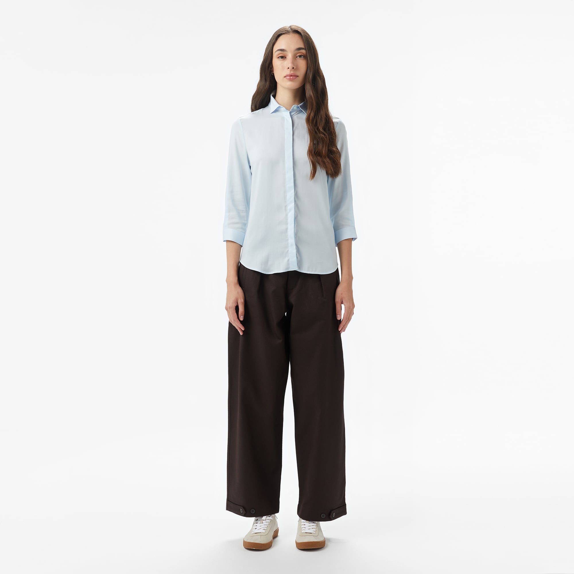 Lacoste Kadın Regular Fit Yarım Kol Açık Mavi Gömlek görsel 3