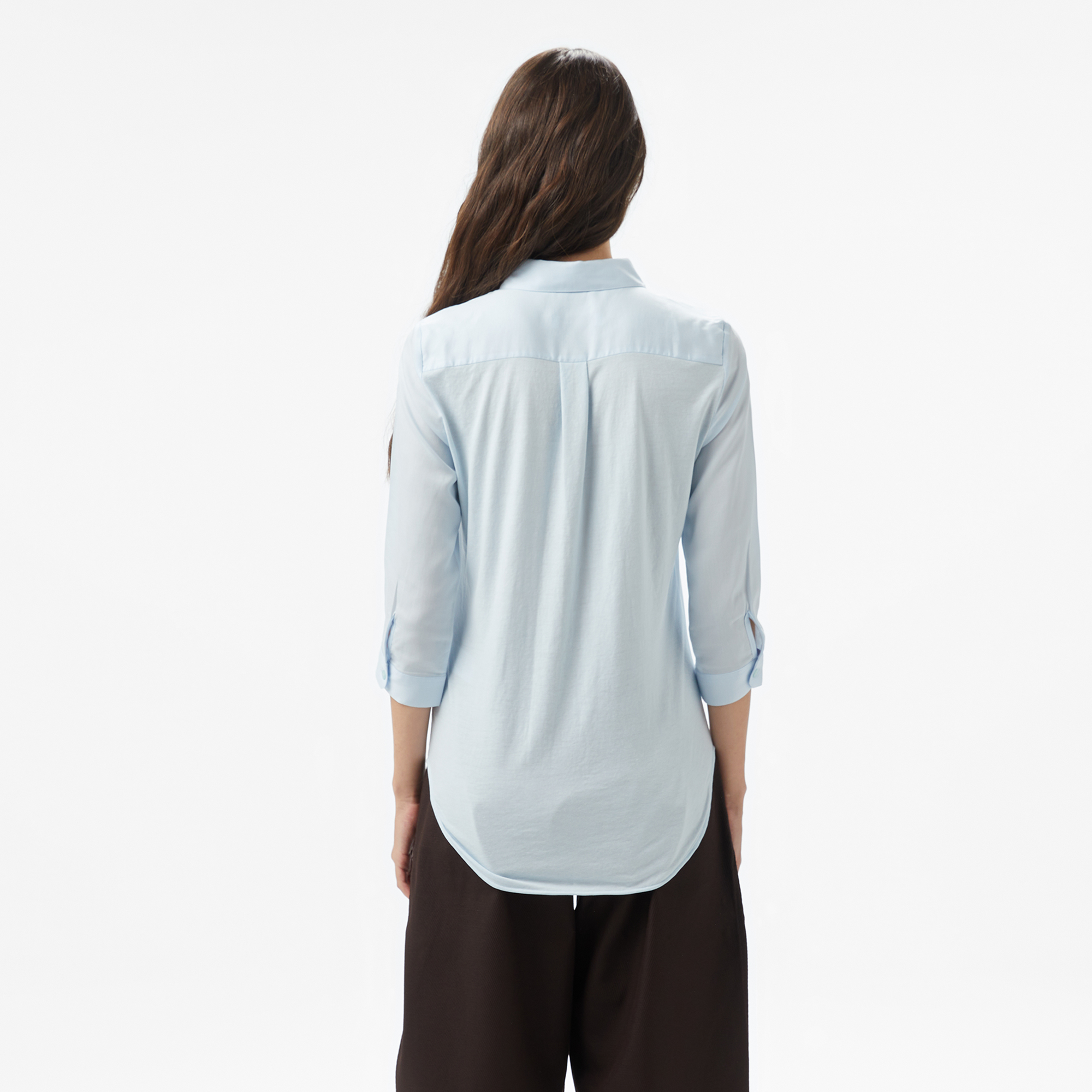 Lacoste Kadın Regular Fit Yarım Kol Açık Mavi Gömlek görsel 2