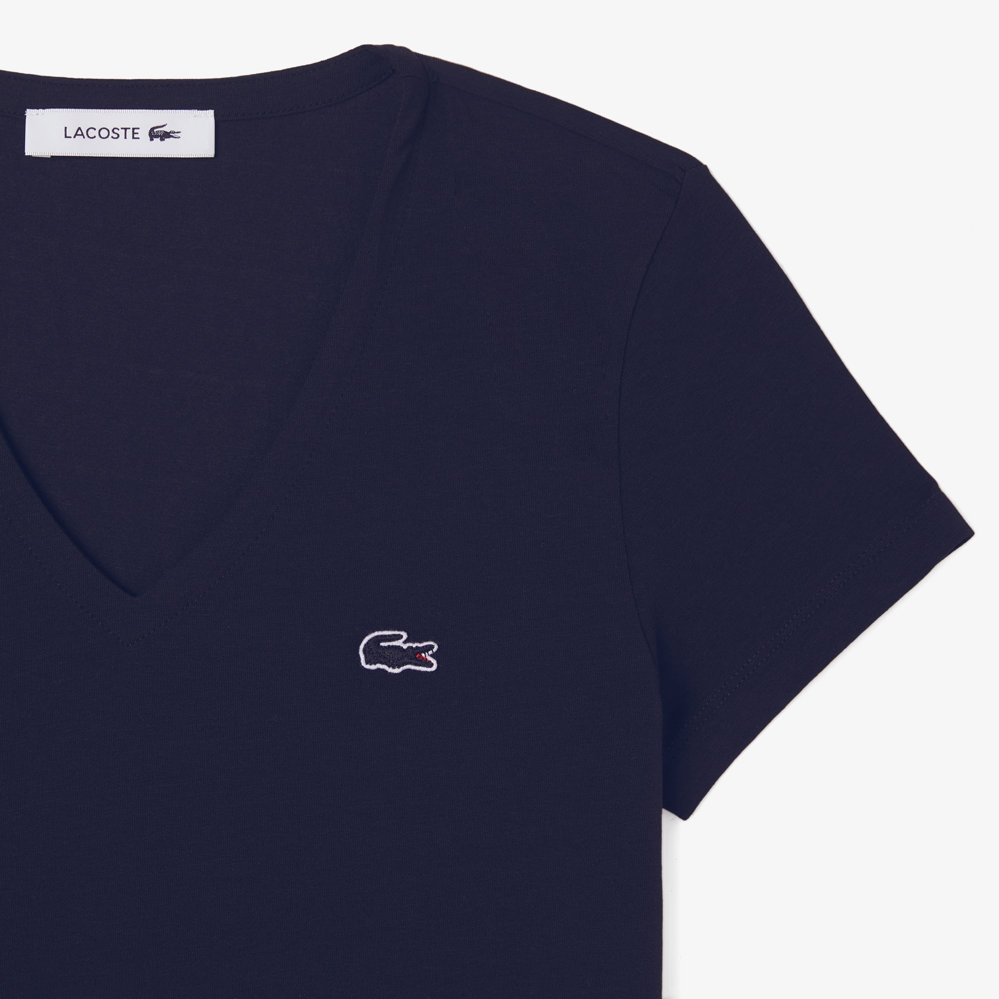 Kadın Slim Fit V Yaka Lacivert T-Shirt