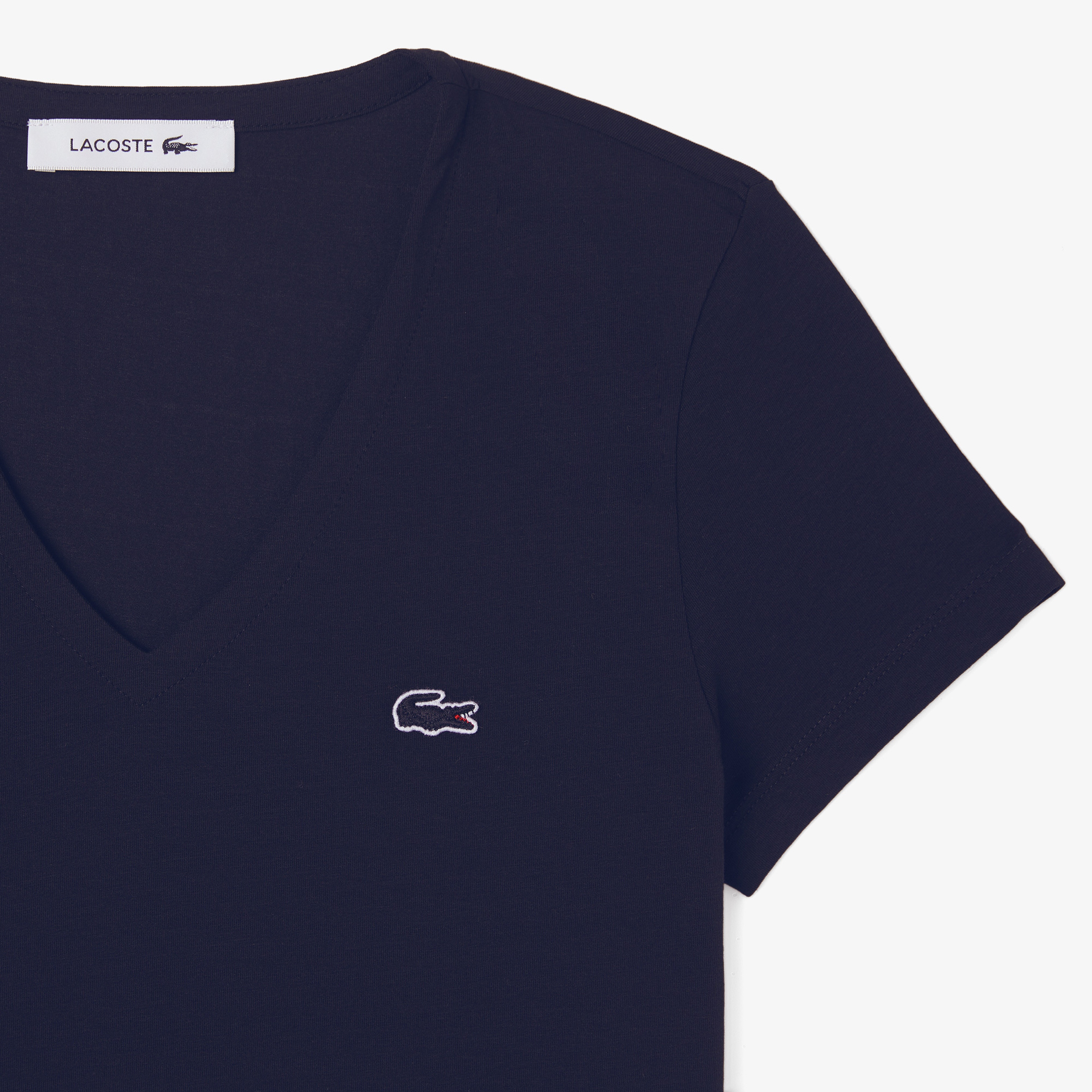 Kadın Slim Fit V Yaka Lacivert T-Shirt