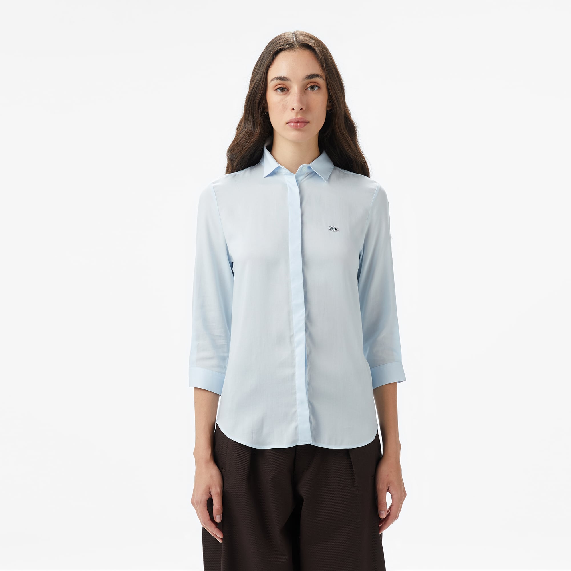 Lacoste Kadın Regular Fit Yarım Kol Açık Mavi Gömlek