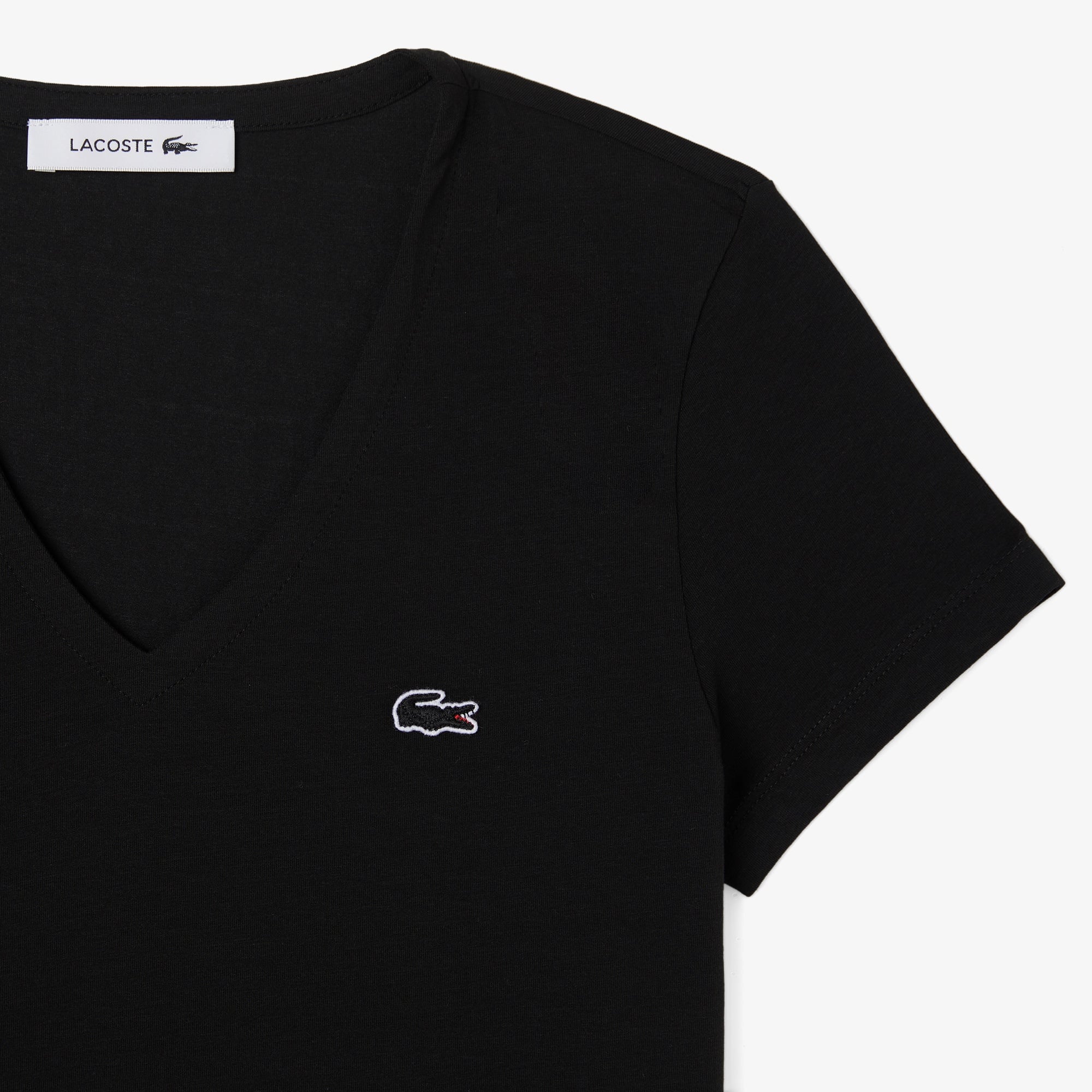 Kadın Slim Fit V Yaka Siyah T-Shirt