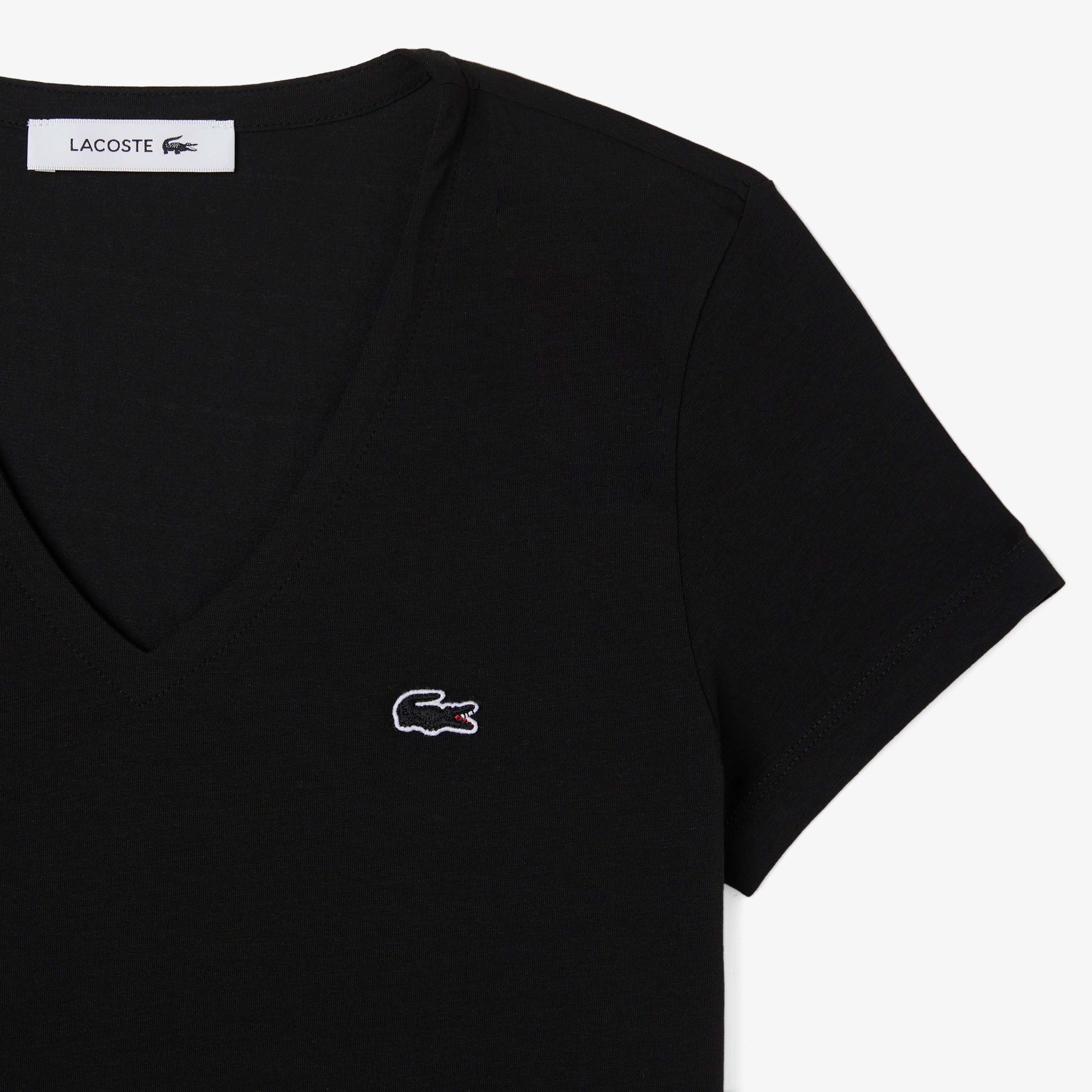 Kadın Slim Fit V Yaka Siyah T-Shirt