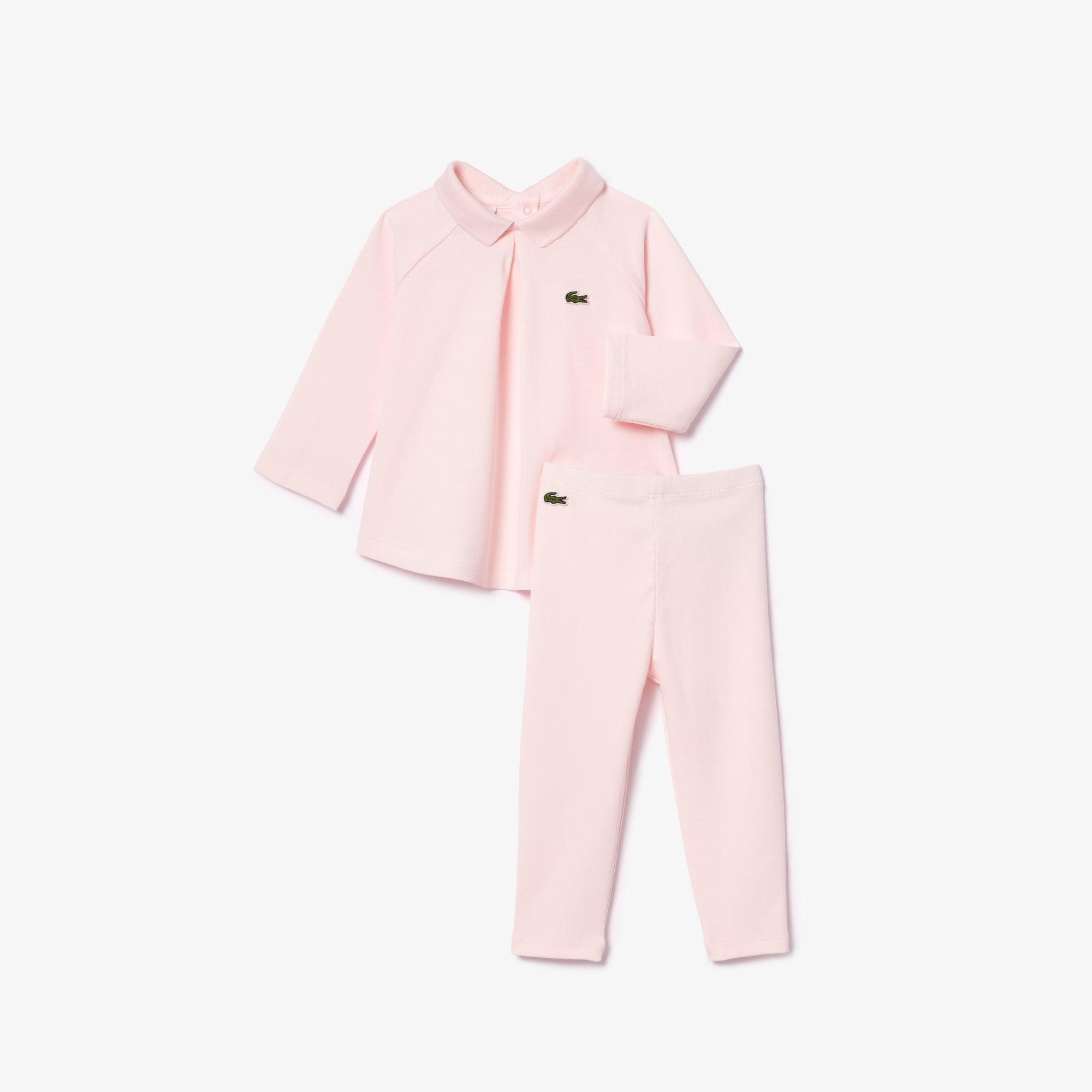 Kız Çocuk Uzun Kollu Polo Yaka Açık Pembe Pijama Takımı