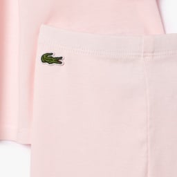 Kız Çocuk Uzun Kollu Polo Yaka Açık Pembe Pijama Takımı Pembe