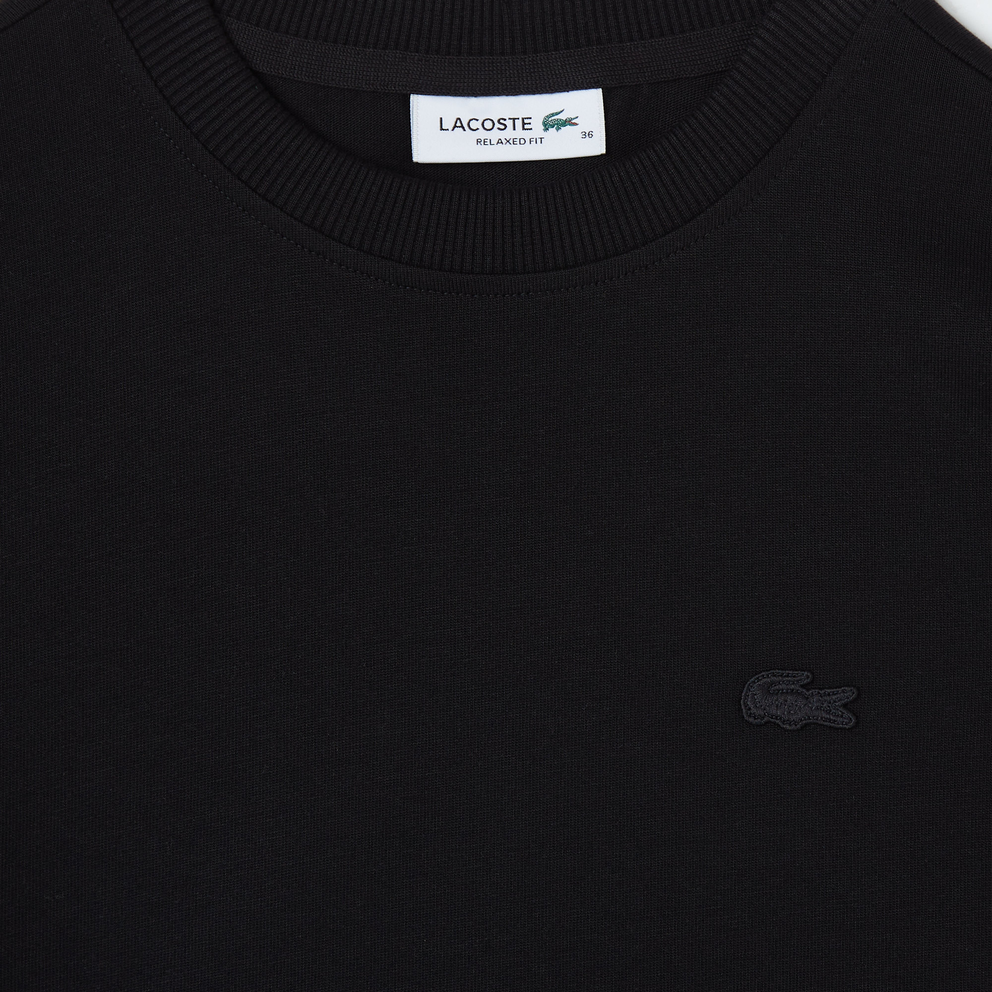 Lacoste Kadın Loose Fit Bisiklet Yaka Siyah T-Shirt görsel 4