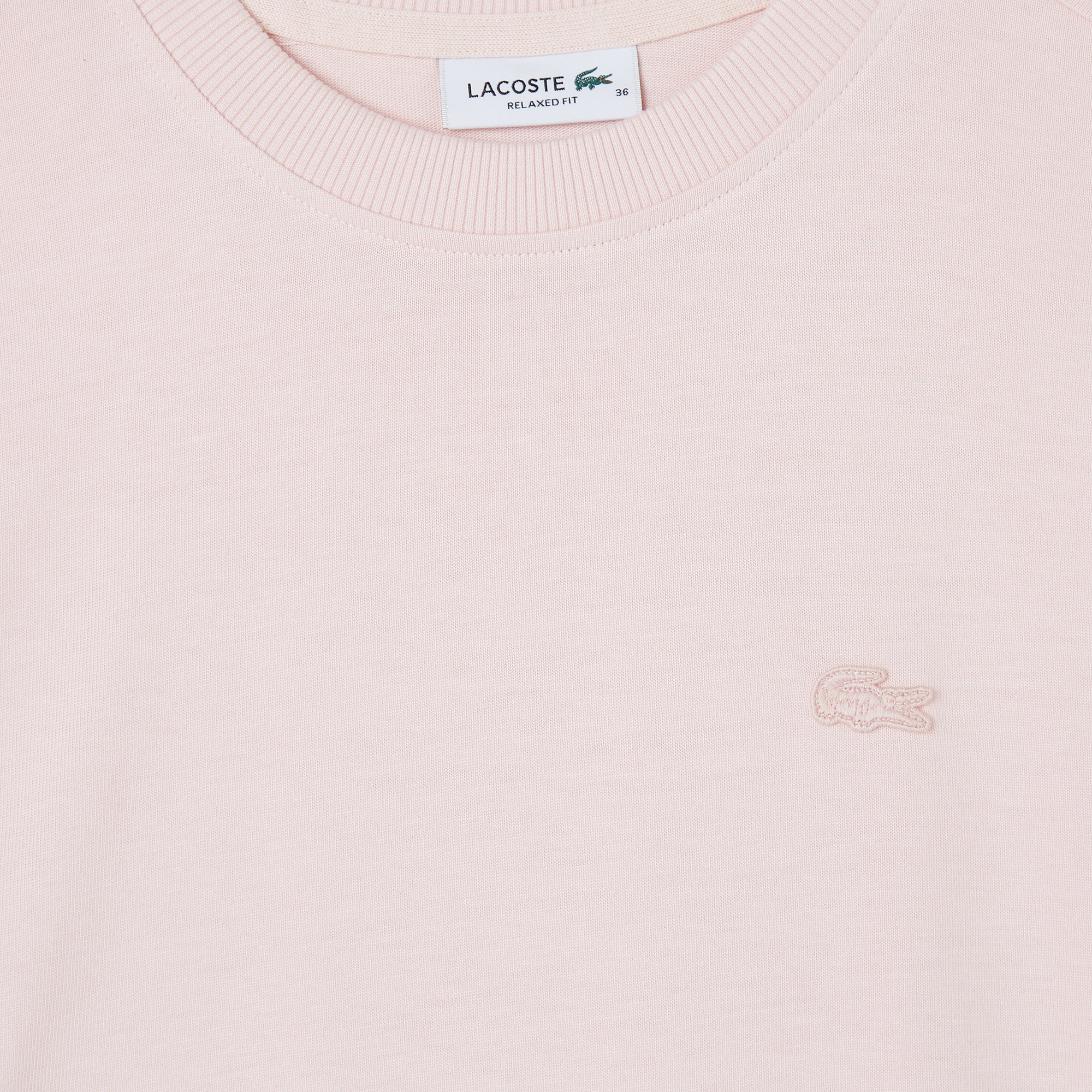 Lacoste Kadın Loose Fit Bisiklet Yaka Pembe T-Shirt görsel 4