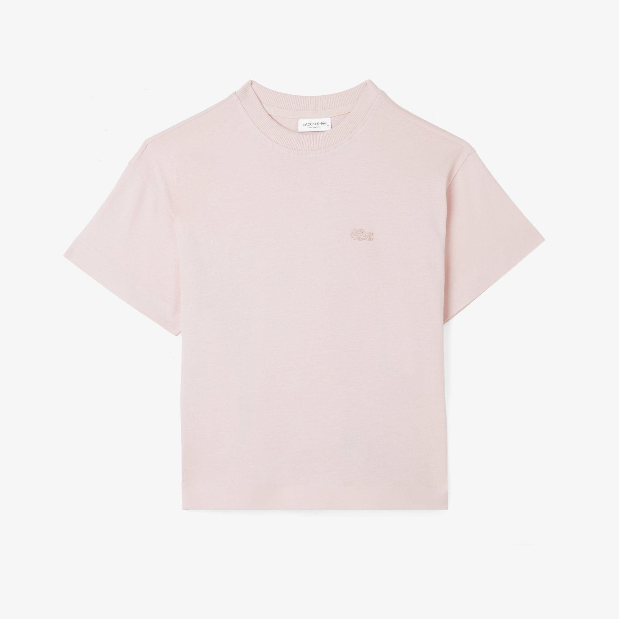 Lacoste Kadın Loose Fit Bisiklet Yaka Pembe T-Shirt görsel 3