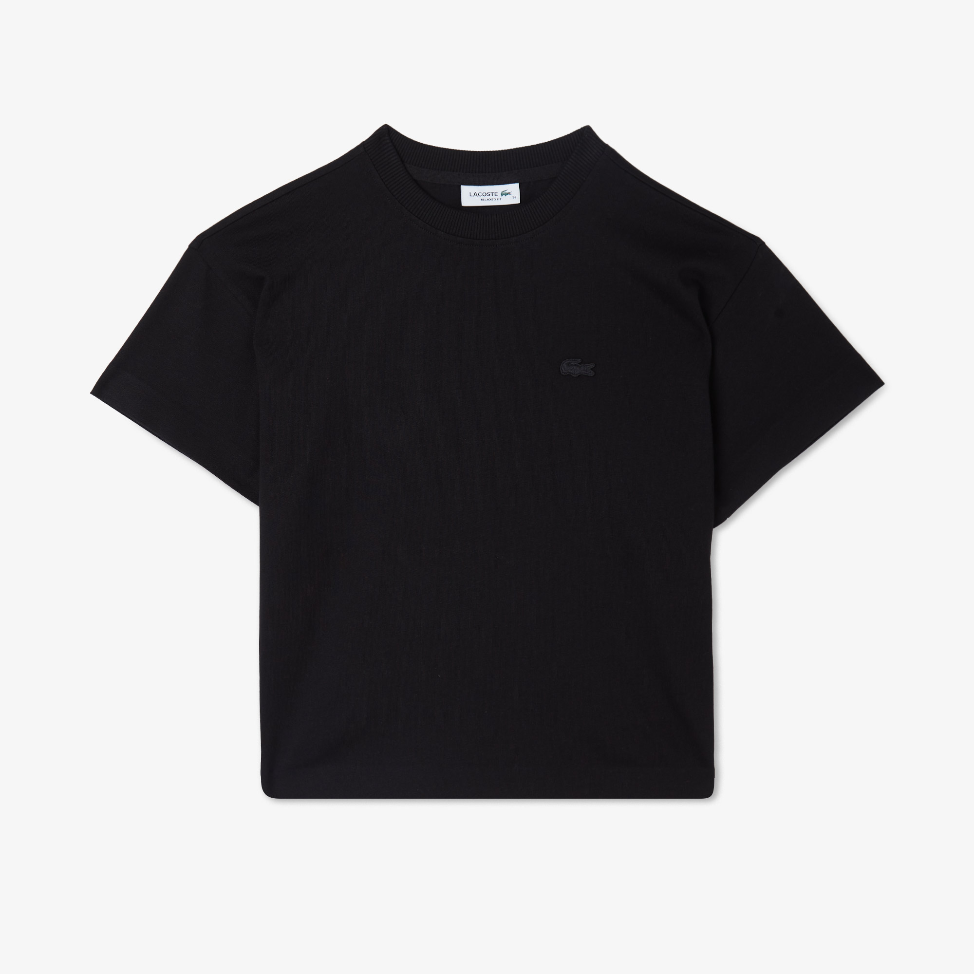 Lacoste Kadın Loose Fit Bisiklet Yaka Siyah T-Shirt görsel 3
